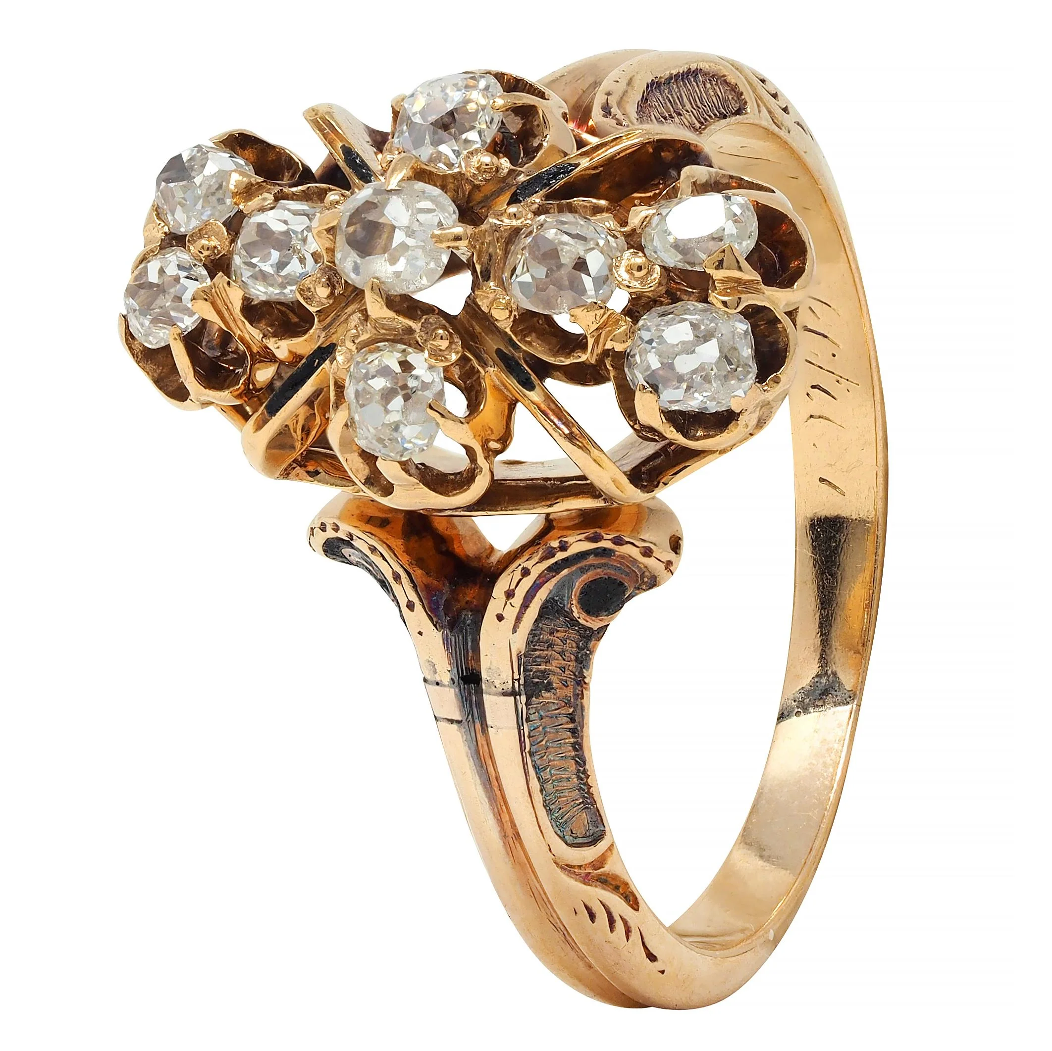 Victorian 0.50 CTW Old Mine Cut Diamond 18 Karat Yellow Gold Antique Ring - Image 9