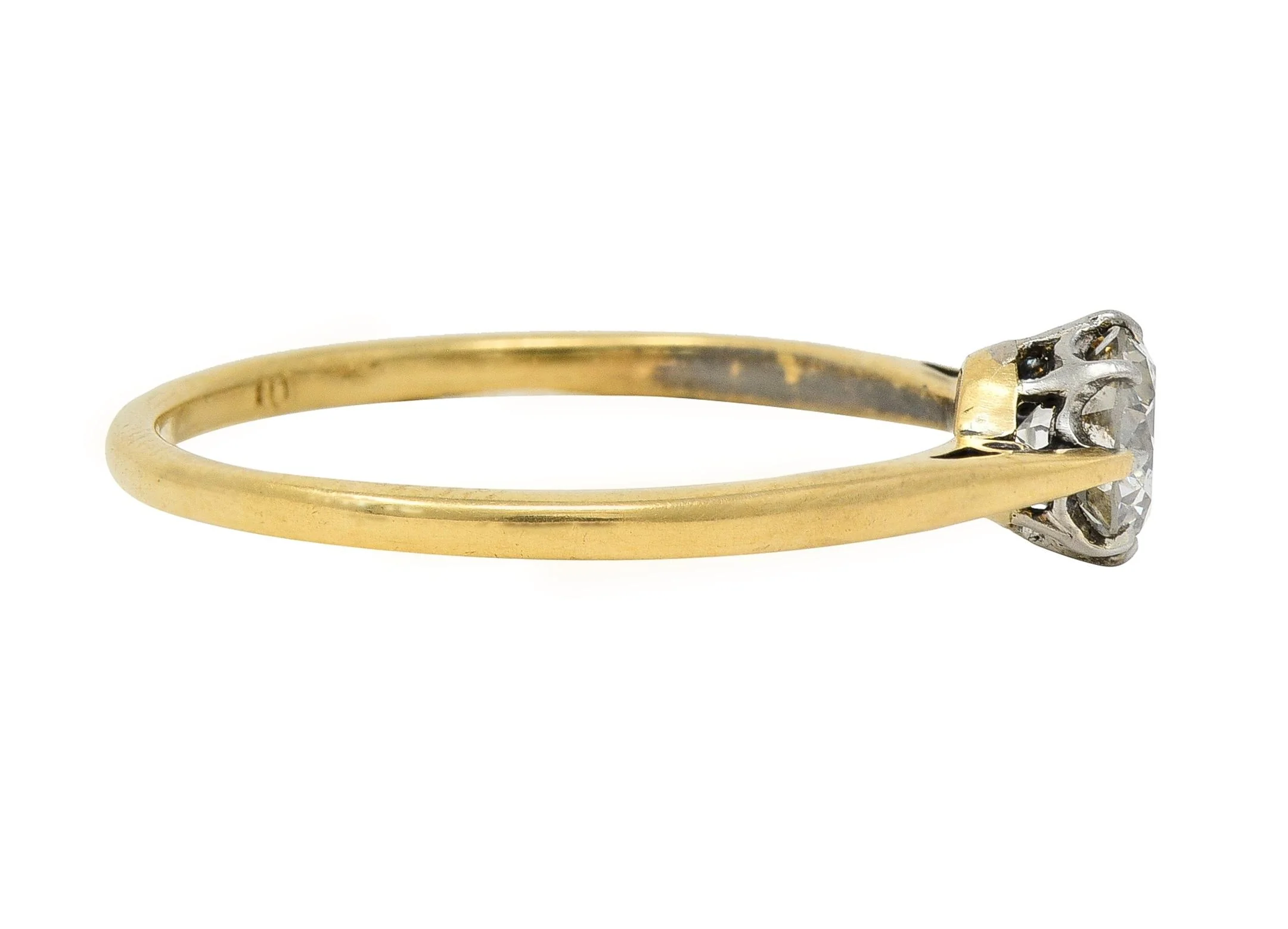 Victorian 0.60 CTW Old European Diamond Platinum 18 Karat Yellow Gold Antique Engagement Ring - Image 4