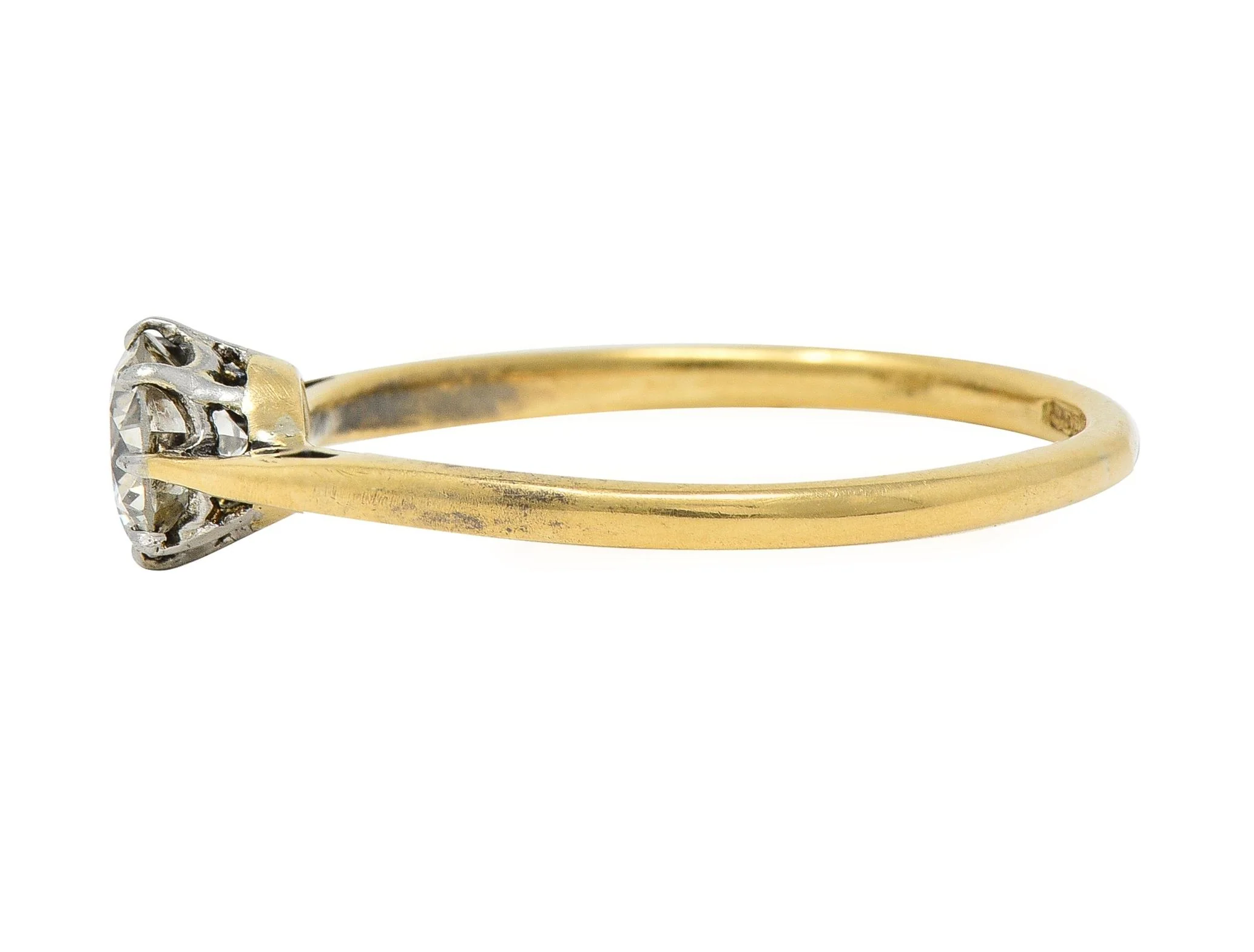 Victorian 0.60 CTW Old European Diamond Platinum 18 Karat Yellow Gold Antique Engagement Ring - Image 6