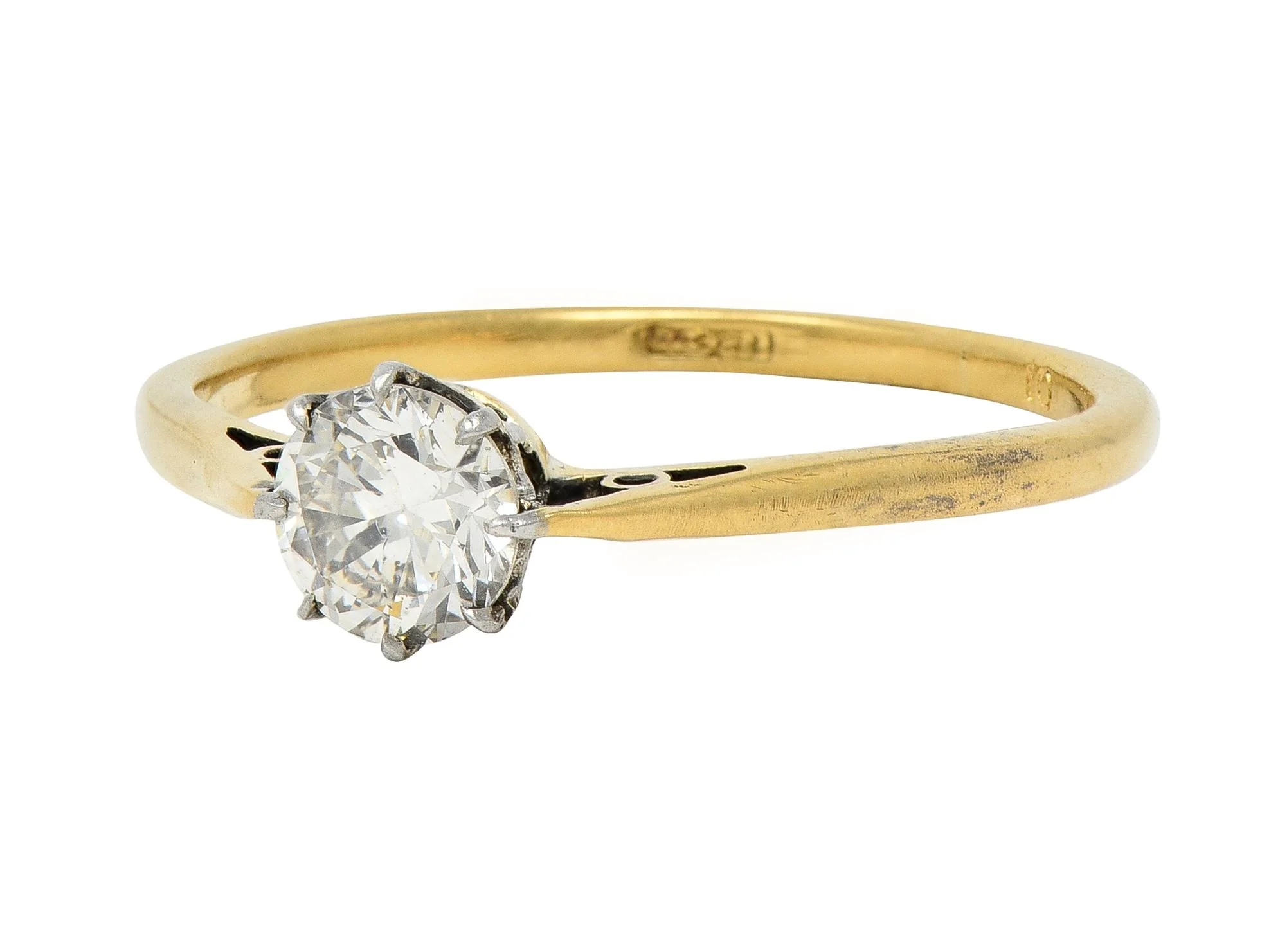 Victorian 0.60 CTW Old European Diamond Platinum 18 Karat Yellow Gold Antique Engagement Ring - Image 7