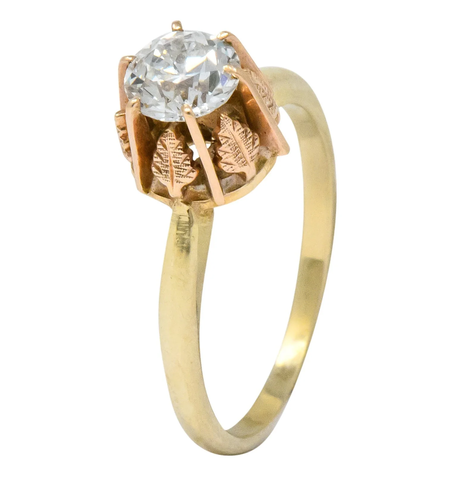 Victorian 0.70 CTW Diamond 14 Karat Two-Tone Gold Engagement Ring - Image 8