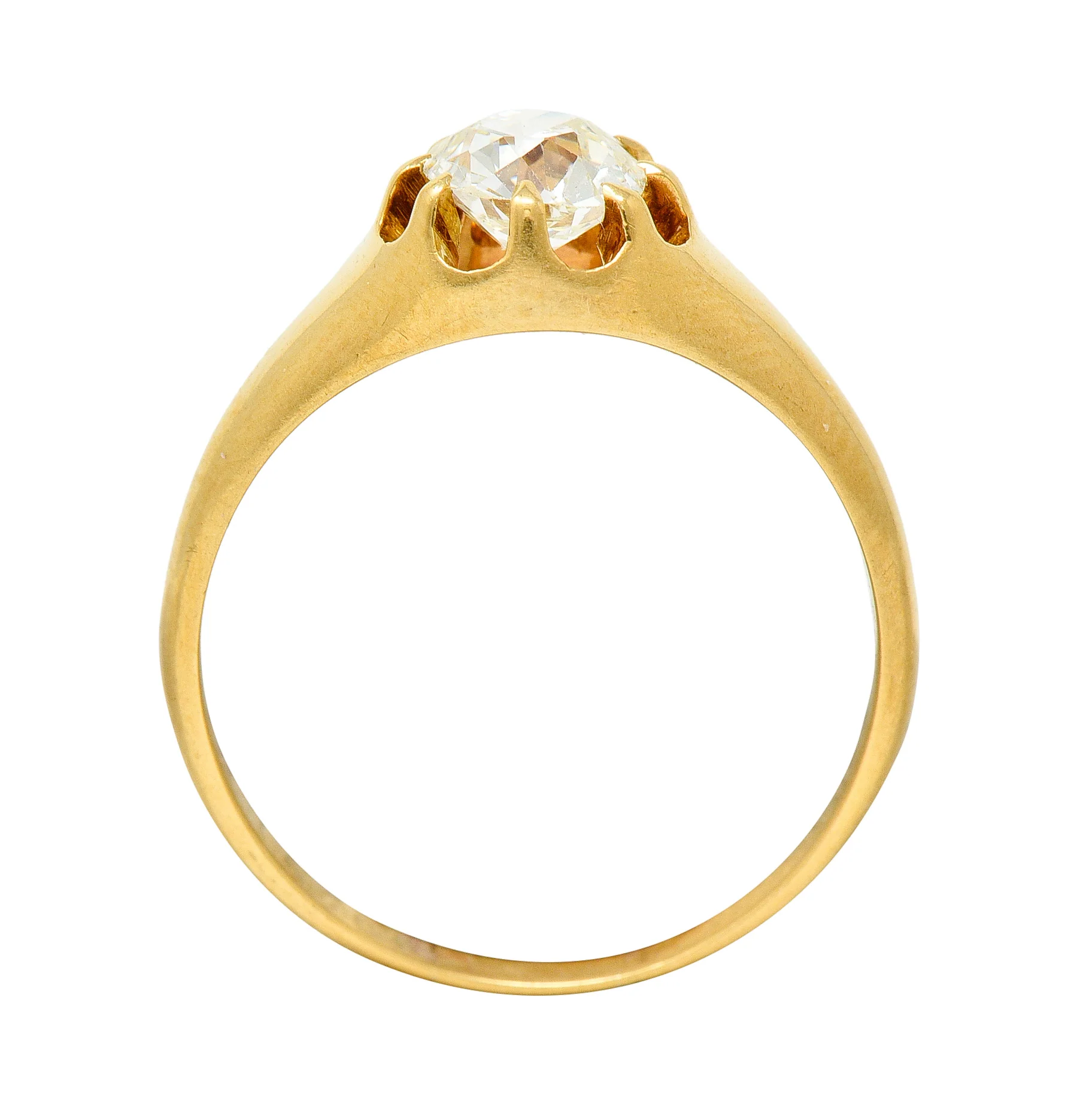 Victorian 0.78 CTW Old Mine Cut Diamond 18 Karat Yellow Gold Belcher Solitaire Engagement Ring - Image 9