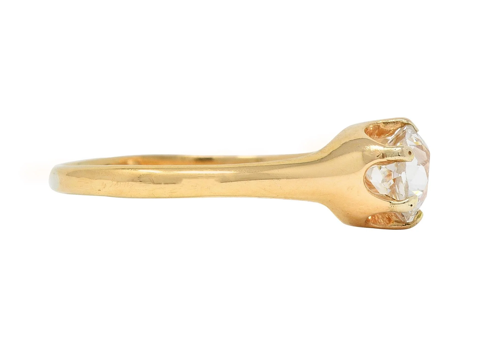 Victorian 0.80 CTW Old Mine Cut 18 Karat Yellow Gold Solitaire Engagement Ring - Image 3