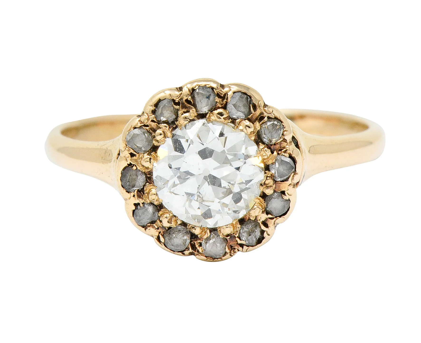 Victorian 0.85 CTW Diamond 14 Karat Gold Cluster Ring Circa 1900