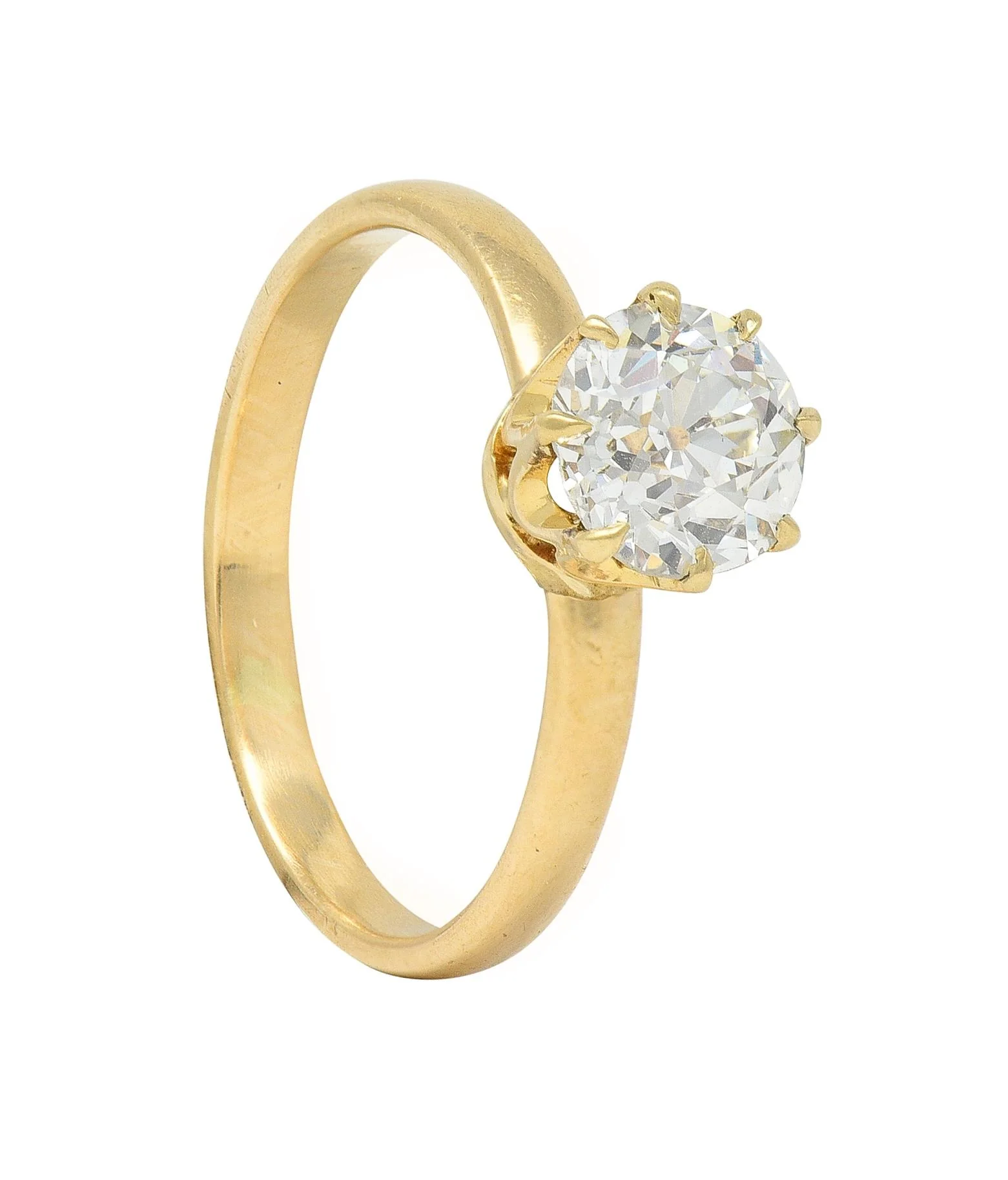 Victorian 1.00 CTW Old European Cut Diamond 14 Karat Yellow Gold Antique Solitaire Engagement Ring - Image 12