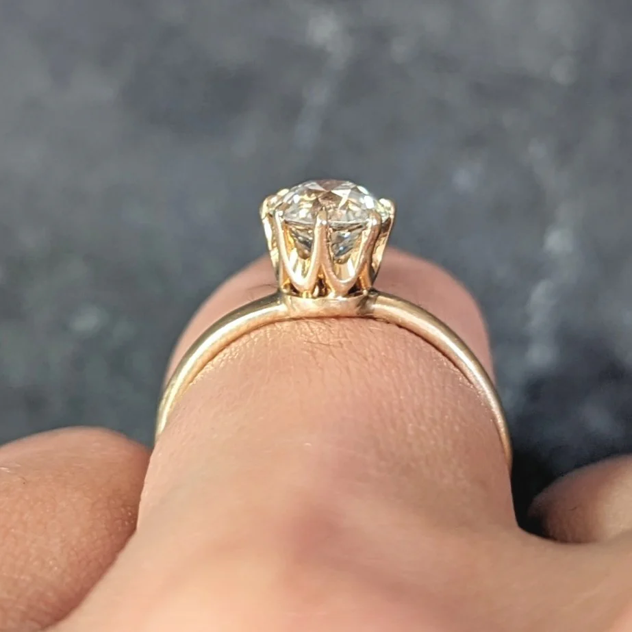 Victorian 1.00 CTW Old European Cut Diamond 14 Karat Yellow Gold Antique Solitaire Engagement Ring - Image 14
