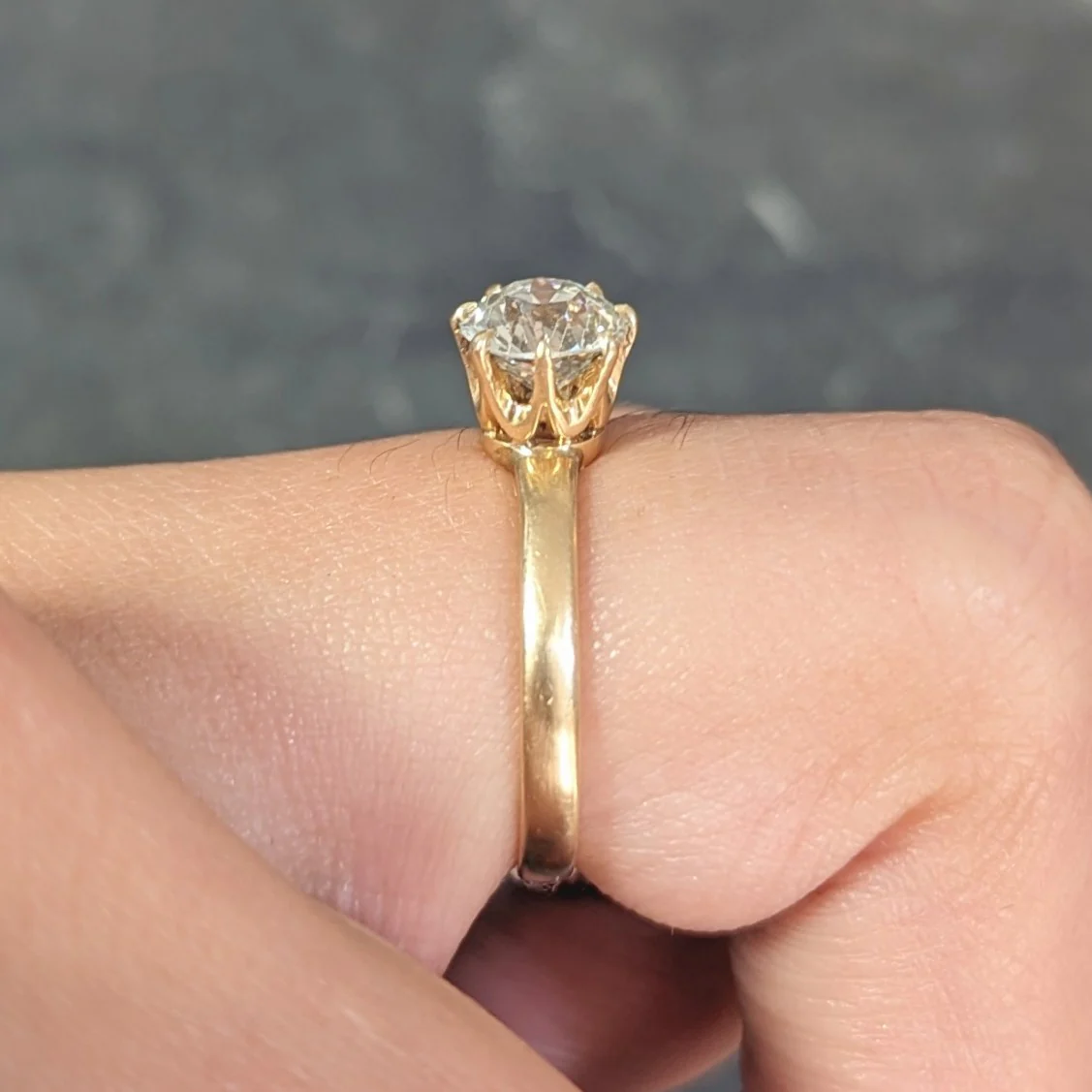 Victorian 1.00 CTW Old European Cut Diamond 14 Karat Yellow Gold Antique Solitaire Engagement Ring - Image 15