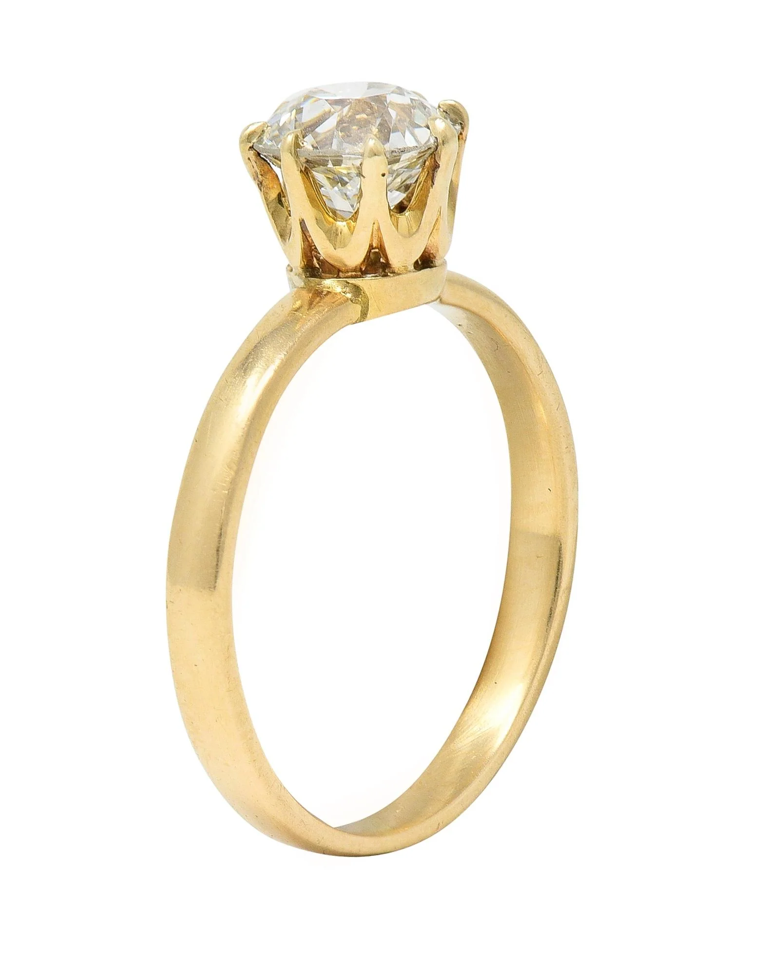 Victorian 1.00 CTW Old European Cut Diamond 14 Karat Yellow Gold Antique Solitaire Engagement Ring - Image 2