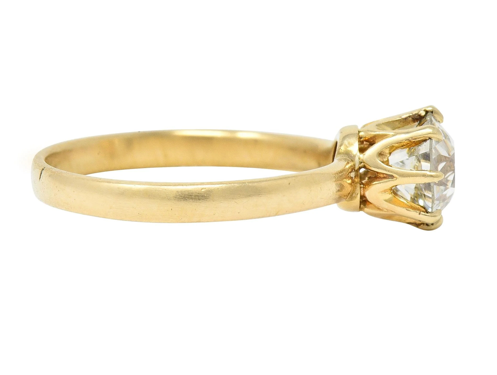Victorian 1.00 CTW Old European Cut Diamond 14 Karat Yellow Gold Antique Solitaire Engagement Ring - Image 4