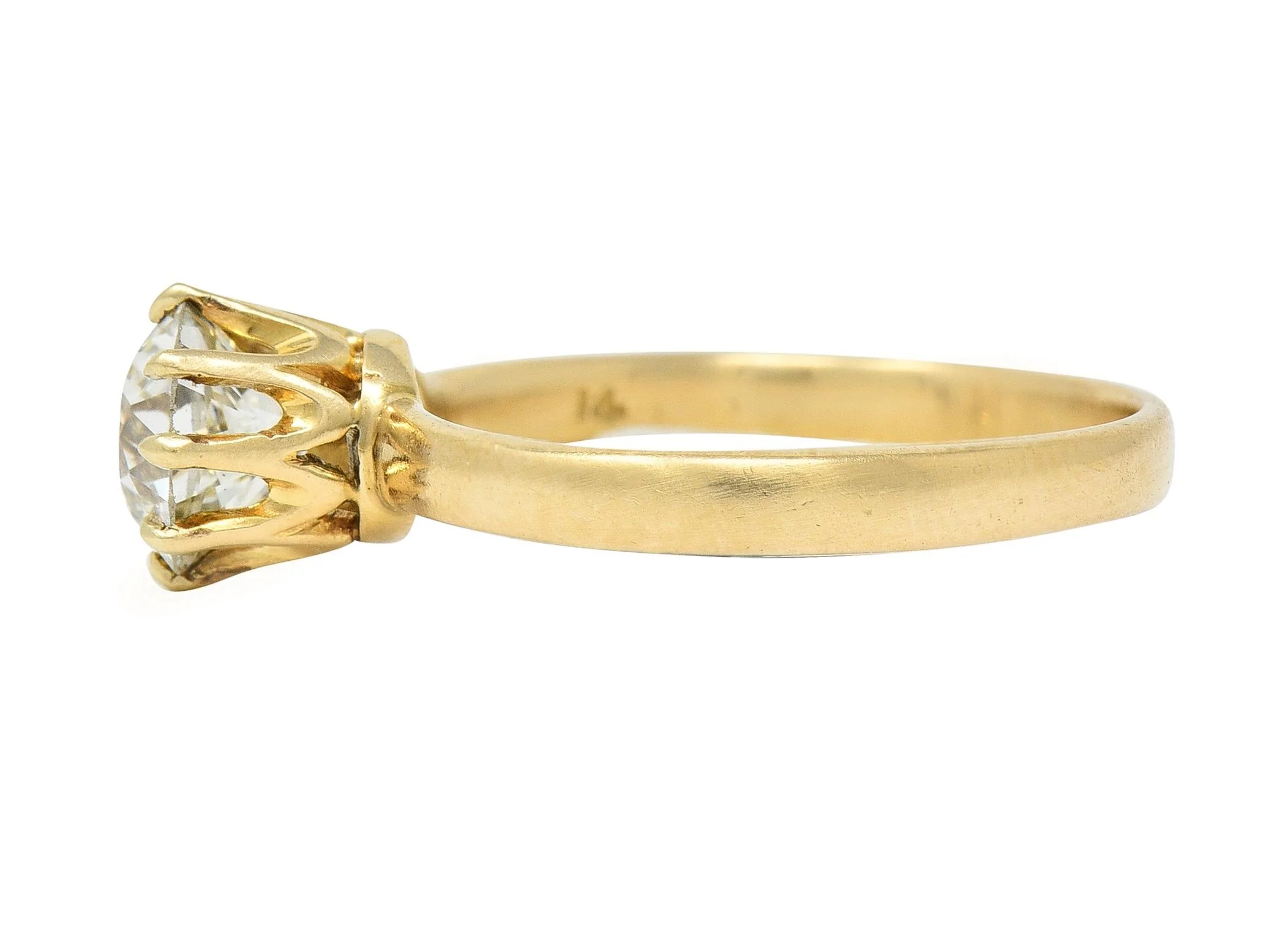 Victorian 1.00 CTW Old European Cut Diamond 14 Karat Yellow Gold Antique Solitaire Engagement Ring - Image 6
