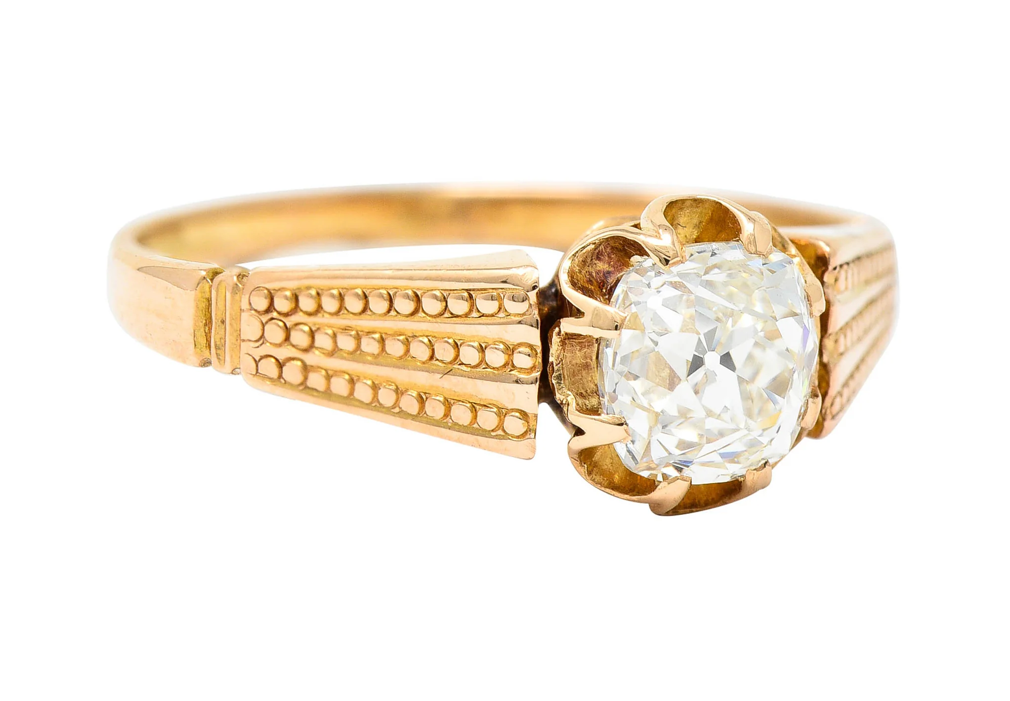 Victorian 1.03 CTW Old Mine Diamond 18 Karat Rose Gold Engagement Ring GIA
