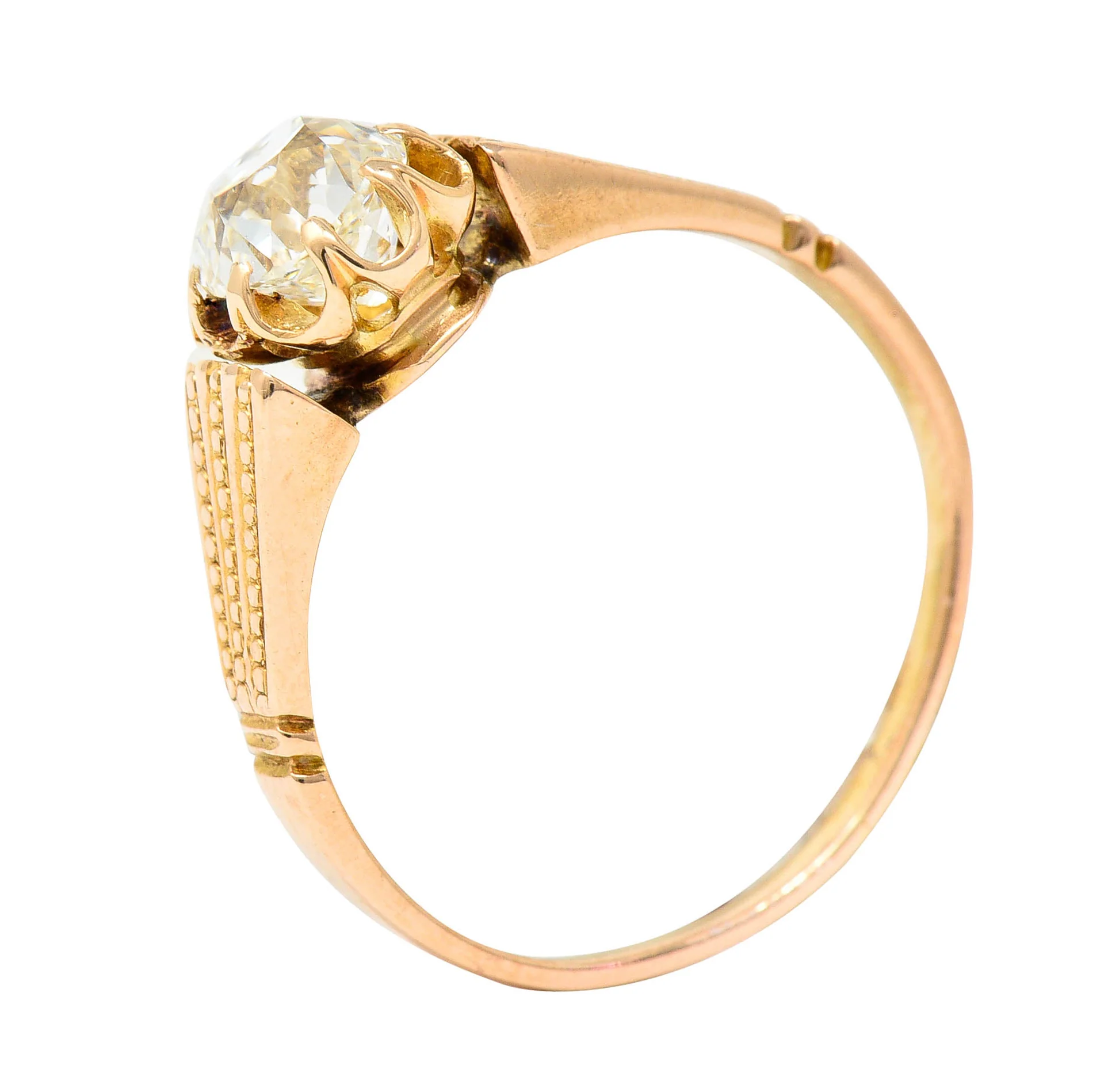 Victorian 1.03 CTW Old Mine Diamond 18 Karat Rose Gold Engagement Ring GIA - Image 10