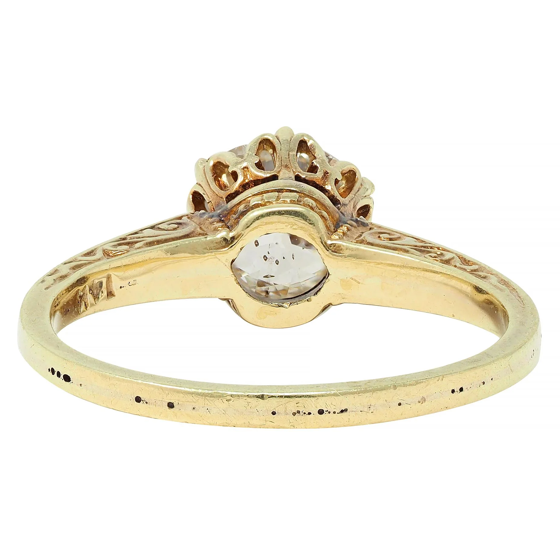 Victorian 1.05 CTW Old Mine Cut Diamond 14 Karat Yellow Gold Antique Solitaire Engagement Ring GIA - Image 4