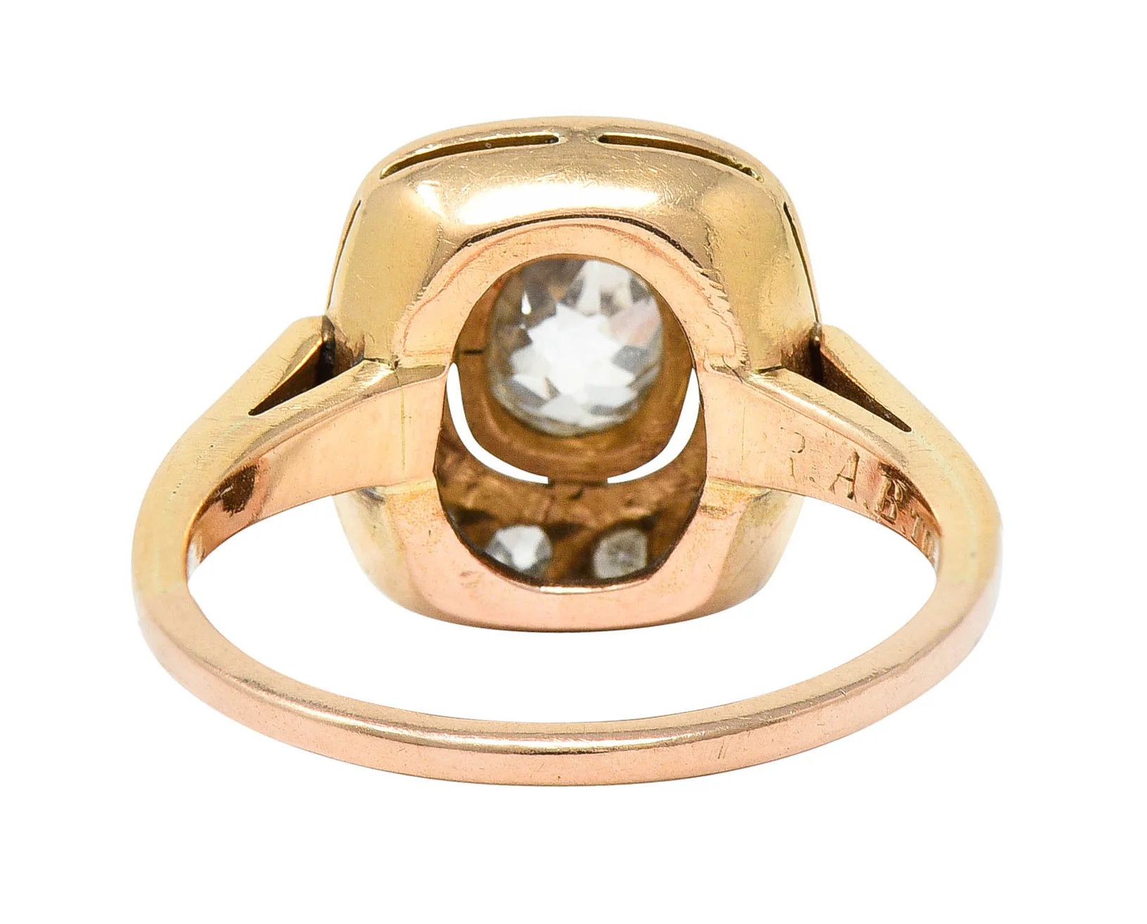 Victorian 1.11 CTW Old Mine Diamond 18 Karat Rose Gold Antique Cluster Ring - Image 4