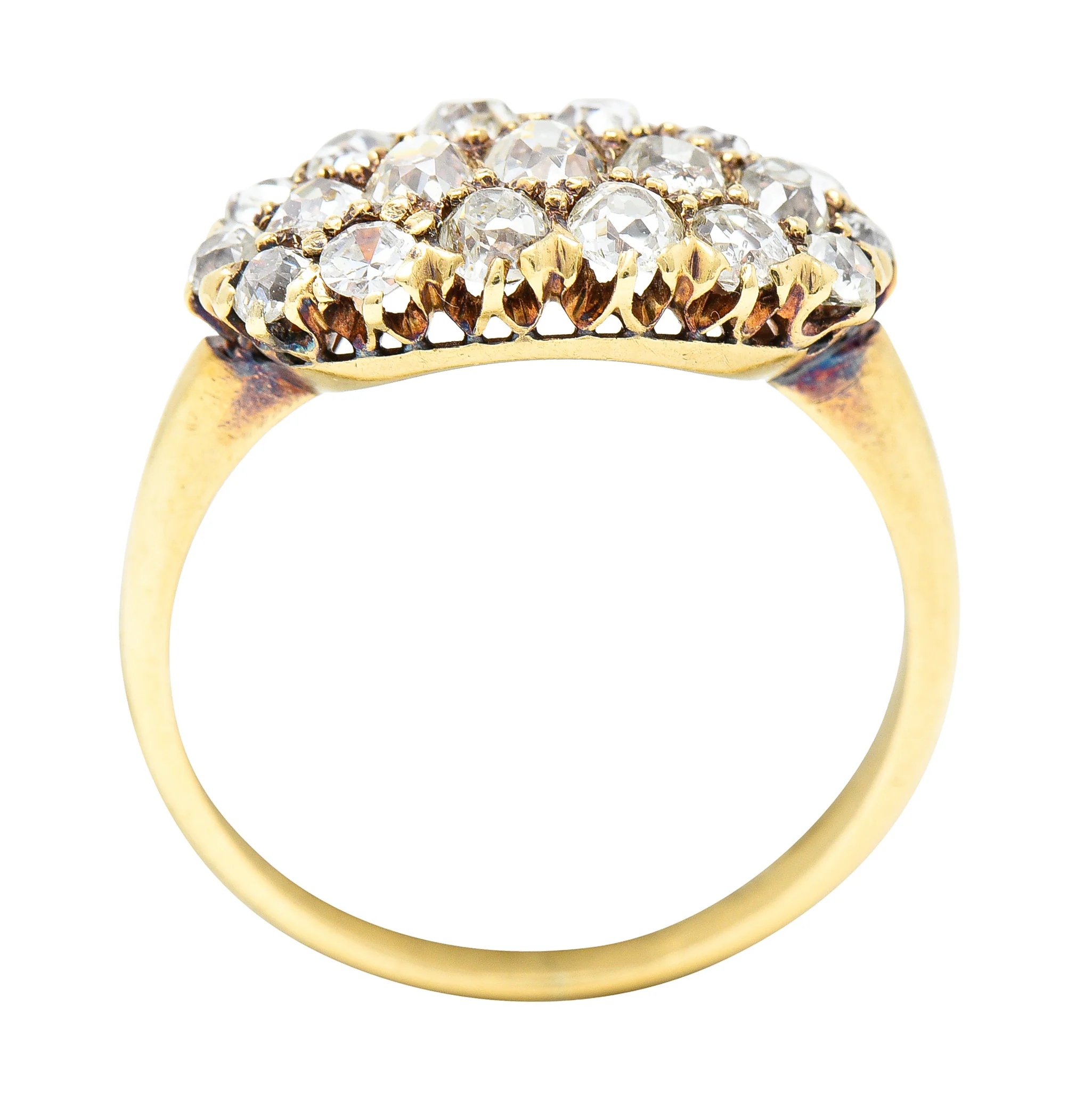 Victorian 1.20 CTW Old Mine Cut Diamond 14 Karat Yellow Gold Antique Band Ring - Image 7