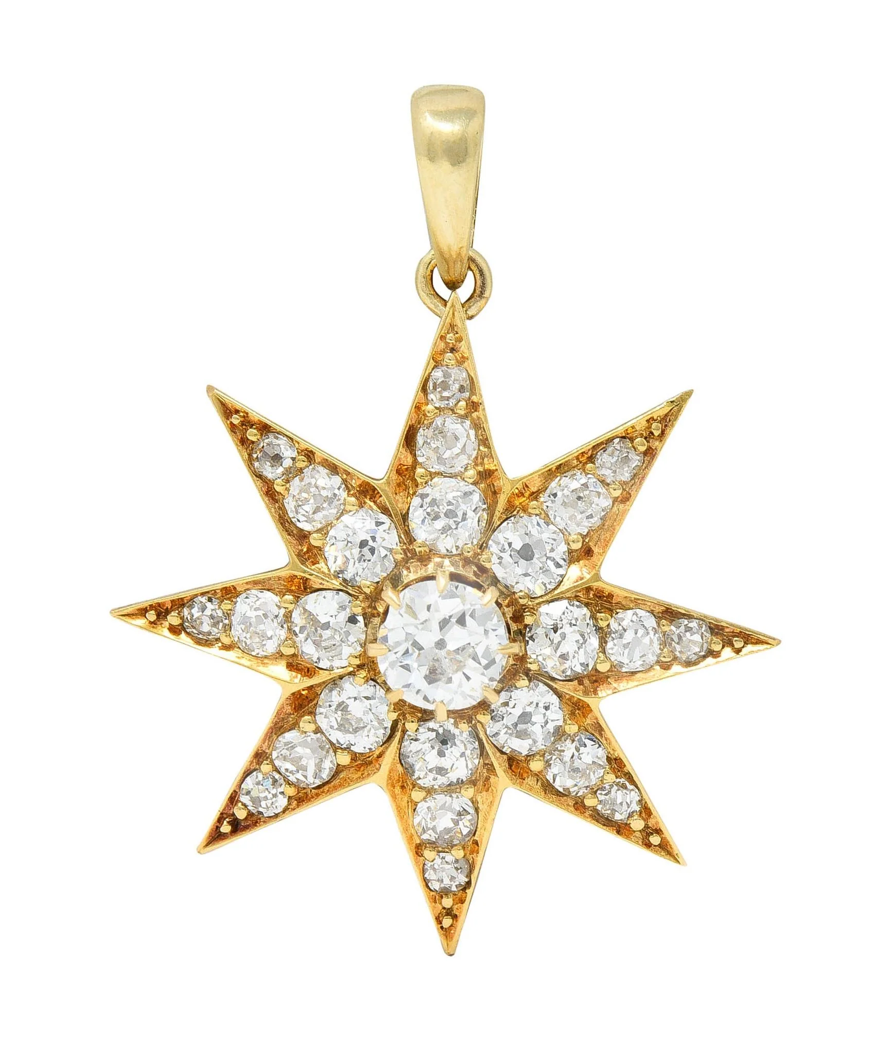 Victorian 1.22 CTW Diamond 18 Karat Yellow Gold Hair Starburst Antique Mourning Pendant - Image 9