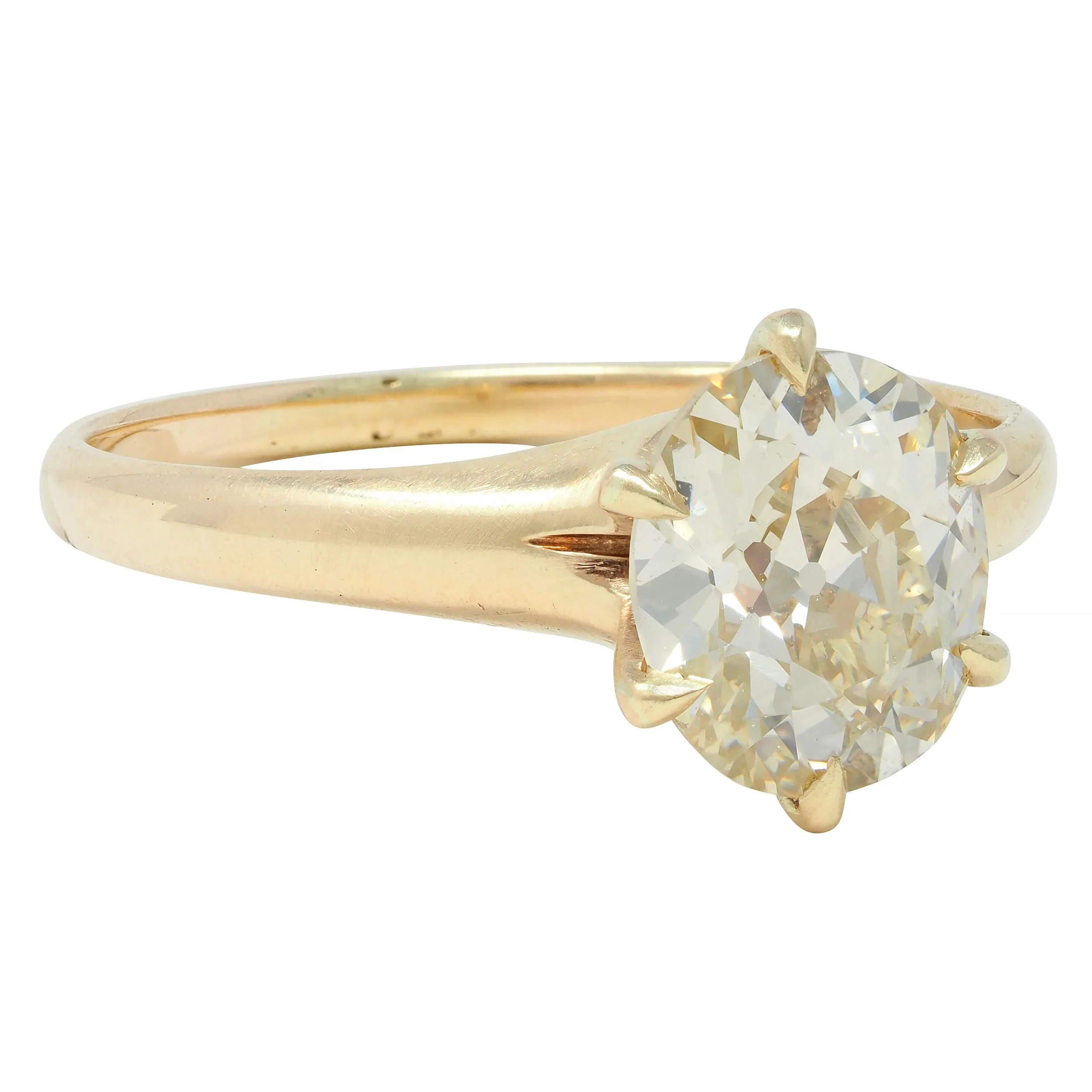 Victorian 1.41 CTW Old Mine Cut Diamond 14 Karat Yellow Gold Solitaire Antique Engagement Ring - Image 2
