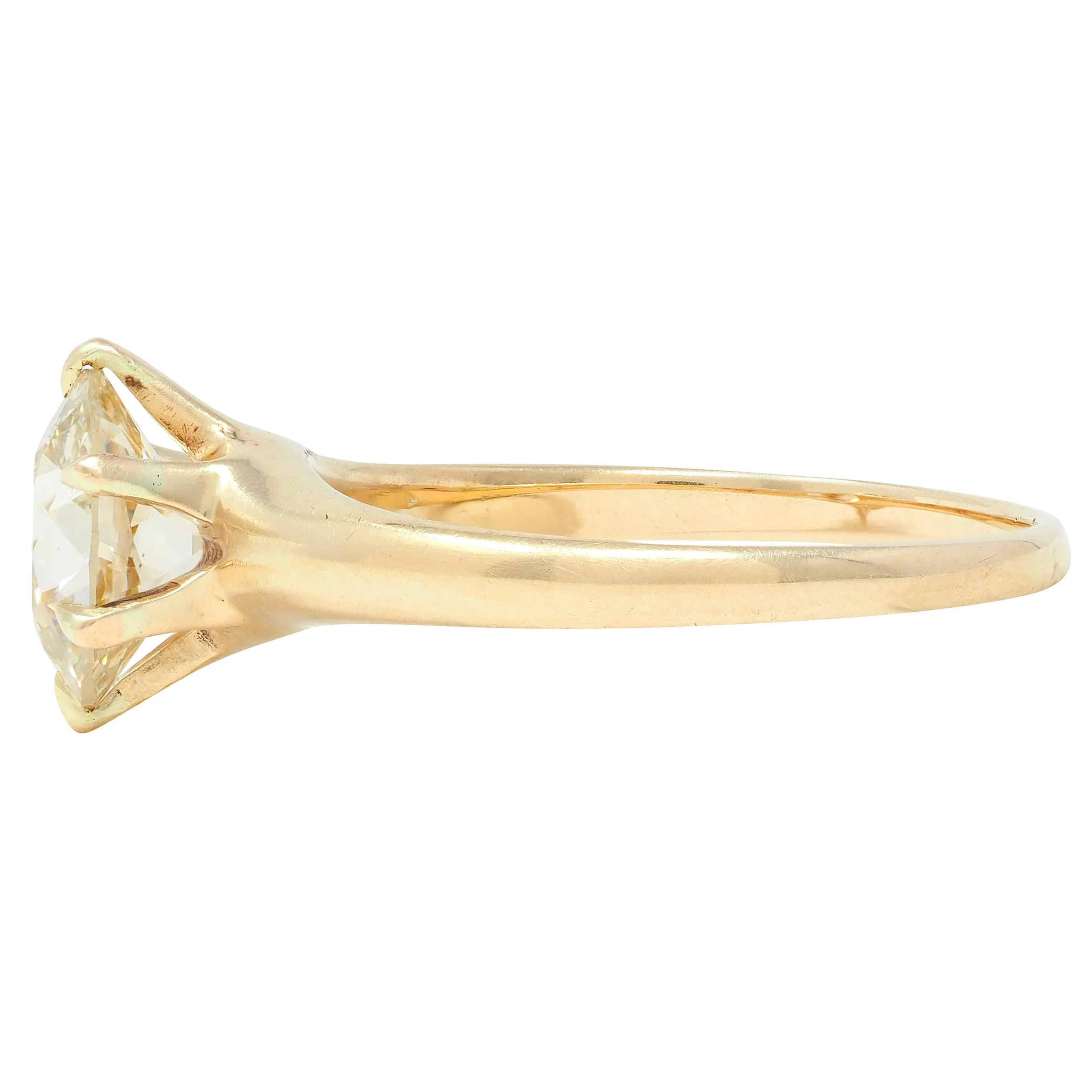 Victorian 1.41 CTW Old Mine Cut Diamond 14 Karat Yellow Gold Solitaire Antique Engagement Ring - Image 5