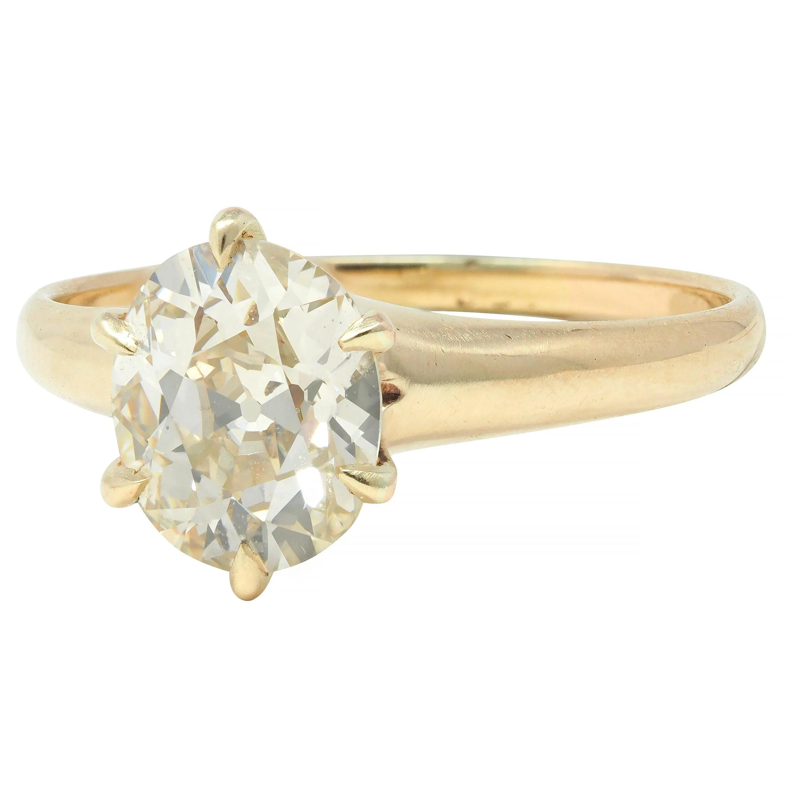 Victorian 1.41 CTW Old Mine Cut Diamond 14 Karat Yellow Gold Solitaire Antique Engagement Ring - Image 6
