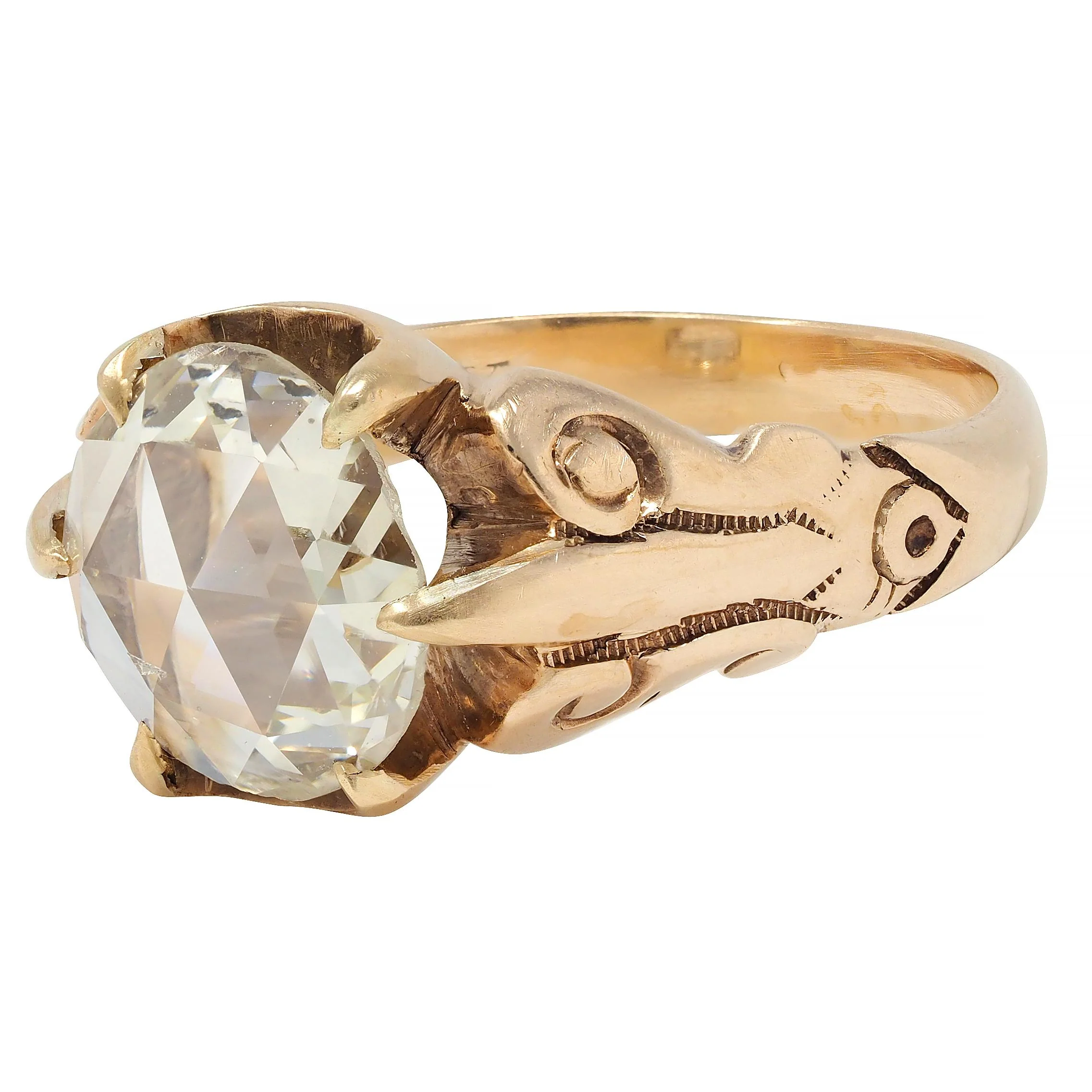 Victorian 1.44 CTW Rose Cut Diamond 14 Karat Gold Antique Solitaire Engagament Ring - Image 6