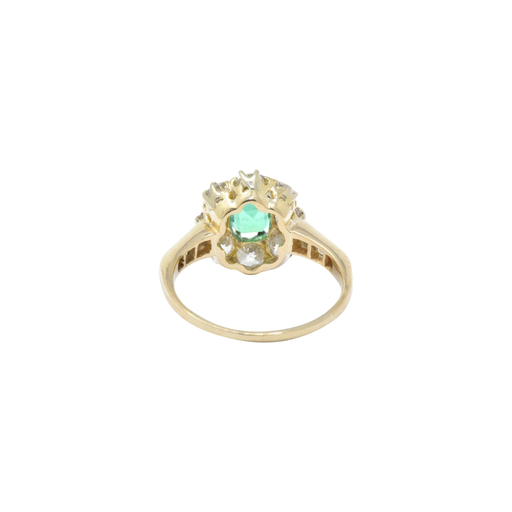 Victorian 1.45 CTW Emerald Diamond 14 Karat Gold Cluster Ring - Image 7