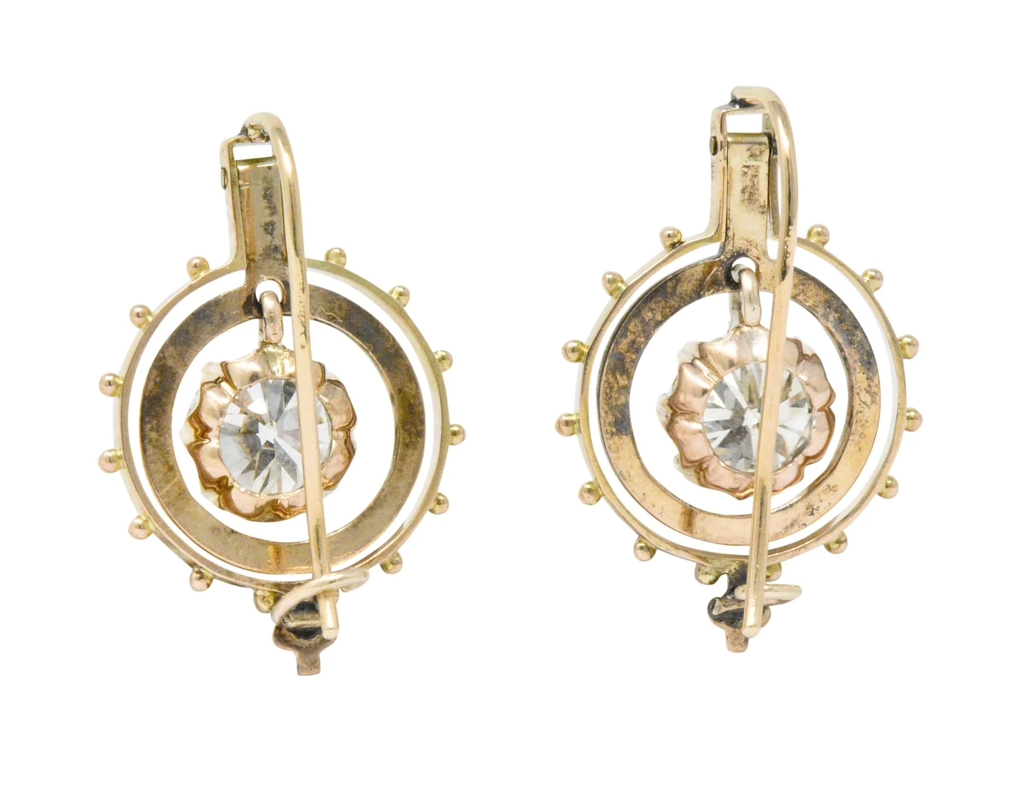 Victorian 1.95 CTW Diamond 14 Karat Rose Gold Drop Earrings GIA - Image 6