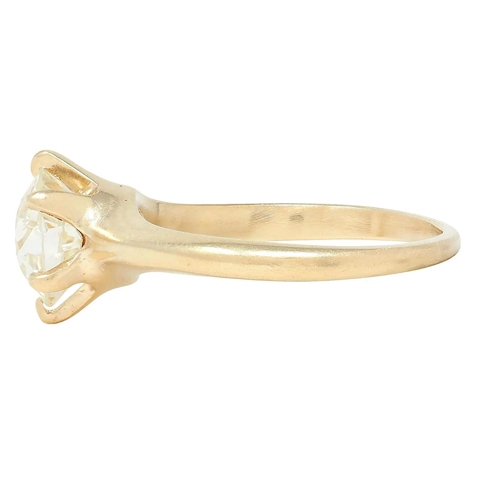 Victorian 1.96 CT Old European Cut Diamond 14 Karat Yellow Gold Antique Solitaire Engagement Ring GIA - Image 4