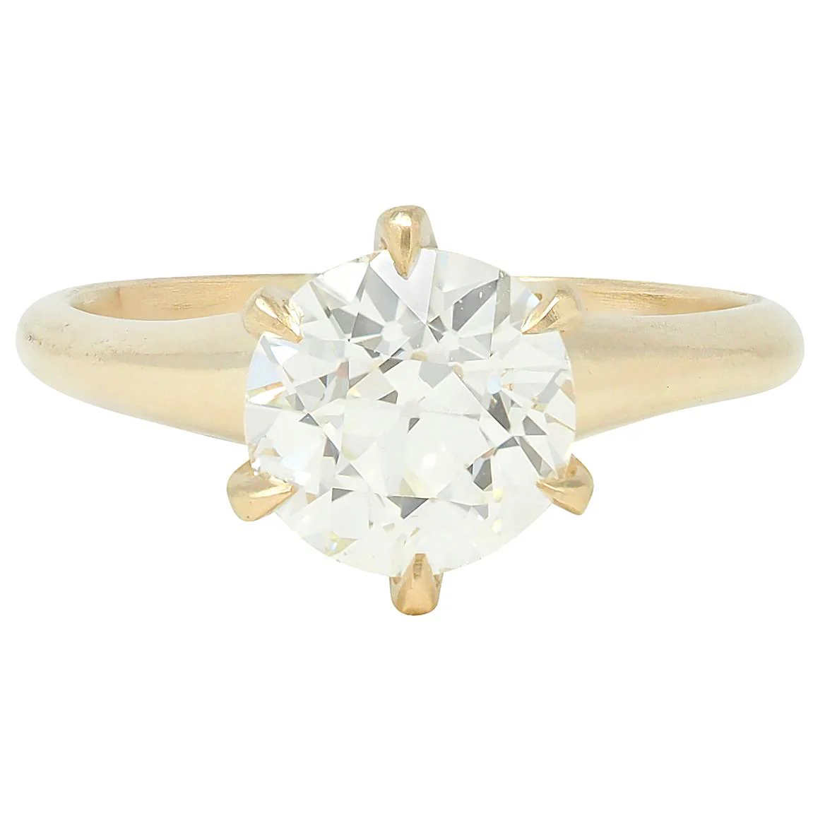 Victorian 1.96 CT Old European Cut Diamond 14 Karat Yellow Gold Antique Solitaire Engagement Ring GIA - Image 6