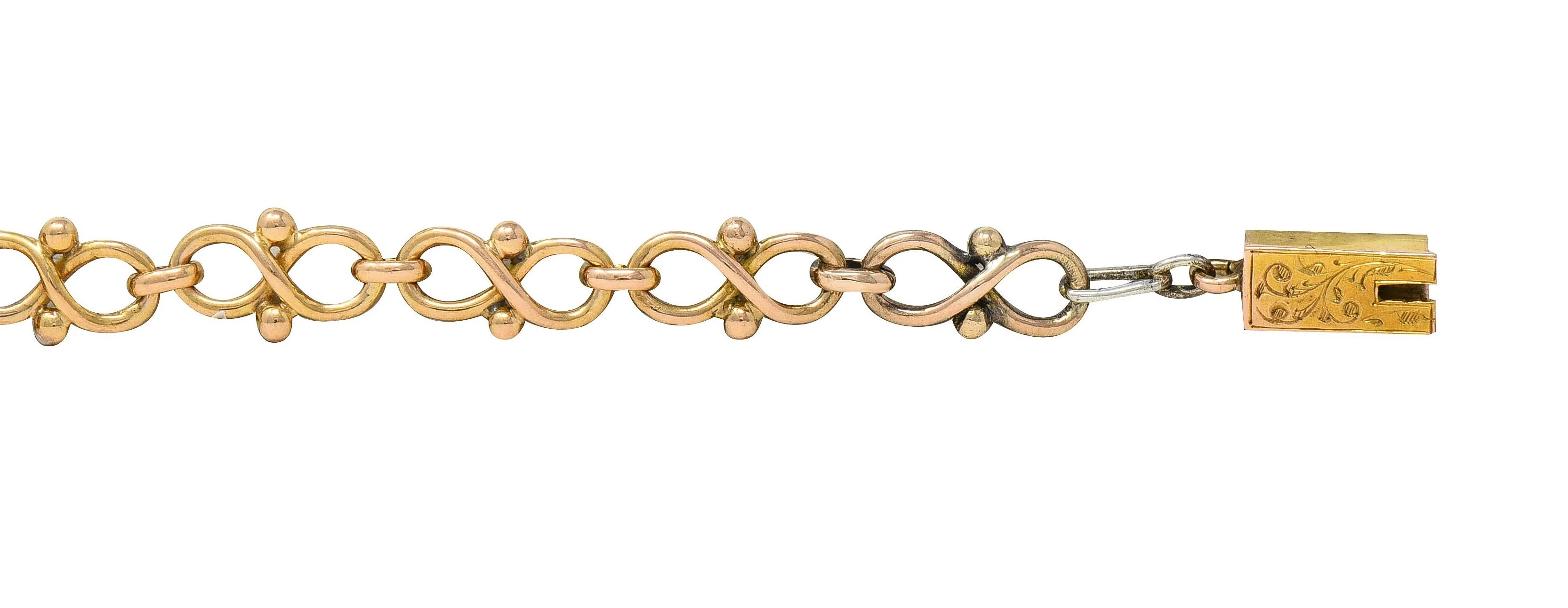 Victorian 12.72 CTW Multi-Gem Sapphire Enamel 18 Karat Yellow Gold Antique Link Bracelet - Image 7