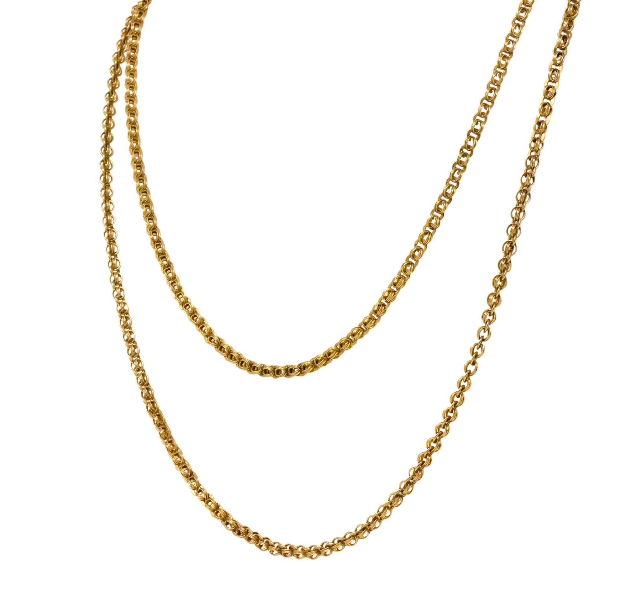Victorian 14 Karat Gold 62 Inch Long Chain Necklace - Image 2