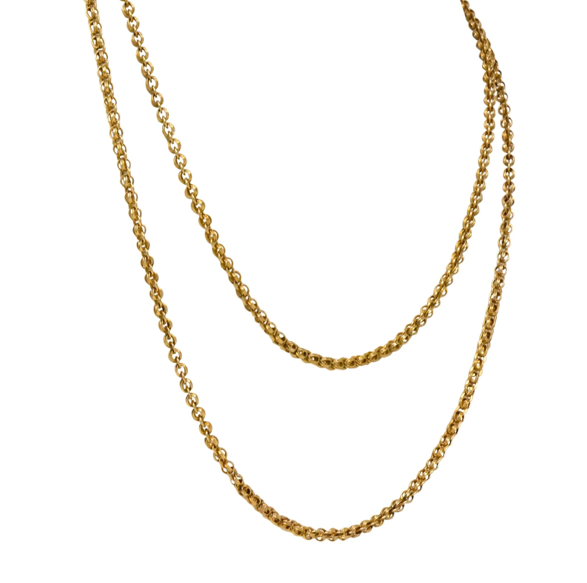 Victorian 14 Karat Gold 62 Inch Long Chain Necklace - Image 3