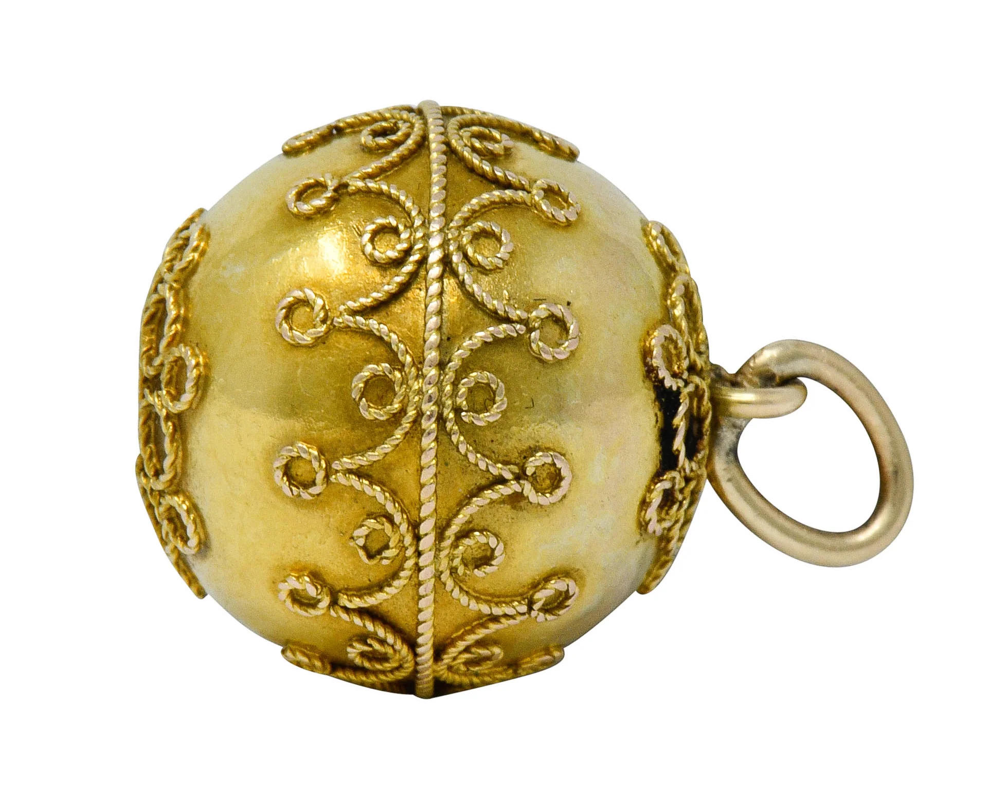 Victorian 14 Karat Gold Decorous Ball Charm Circa 1880s - Image 7