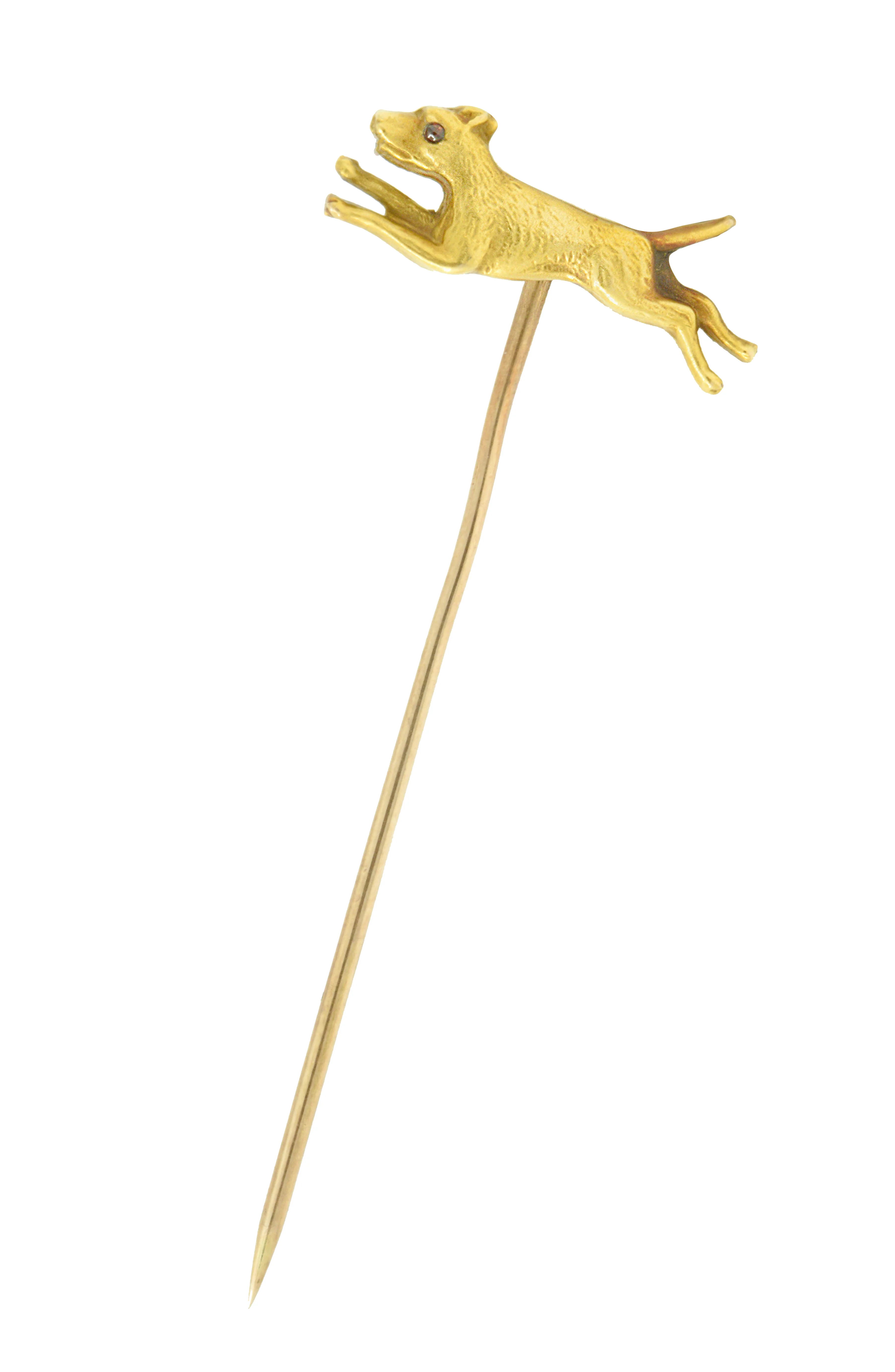 Victorian 14 Karat Gold Dog Stickpin Circa 1900 - Image 2