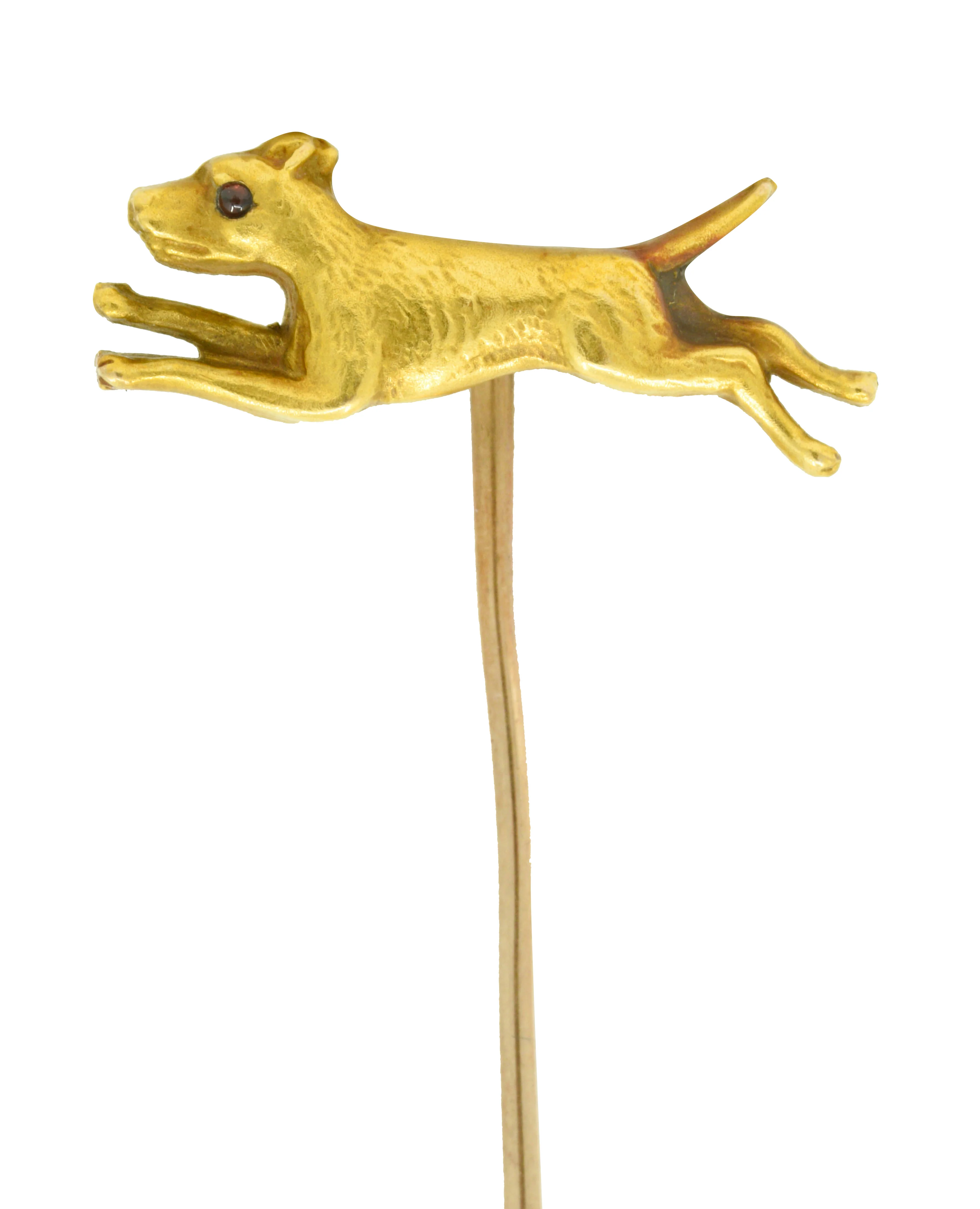 Victorian 14 Karat Gold Dog Stickpin Circa 1900 - Image 5