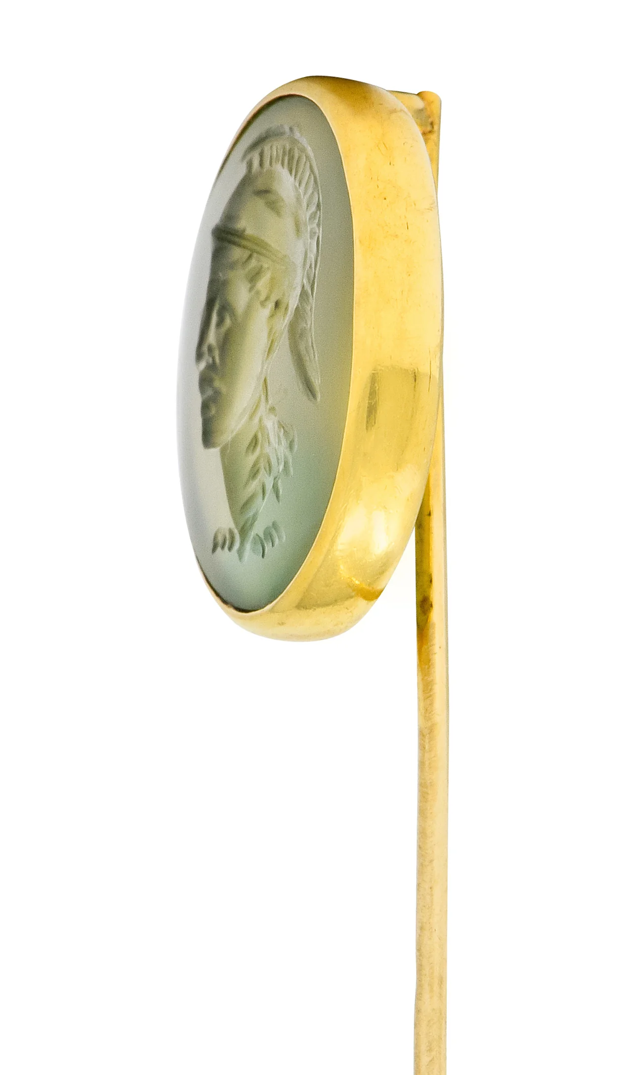 Victorian 14 Karat Gold Hardstone Intaglio Spartan Solider Stickpin - Image 4