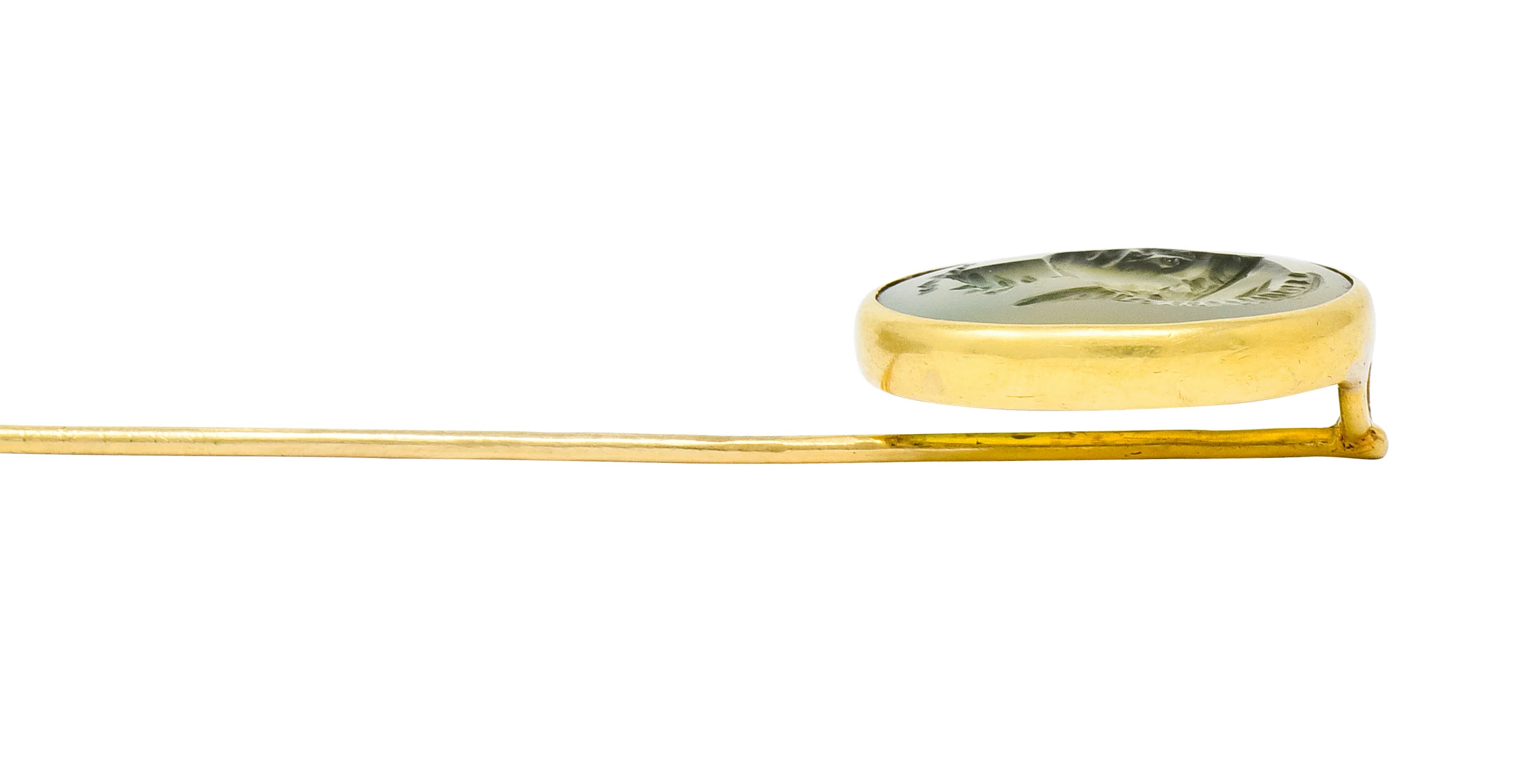 Victorian 14 Karat Gold Hardstone Intaglio Spartan Solider Stickpin - Image 5