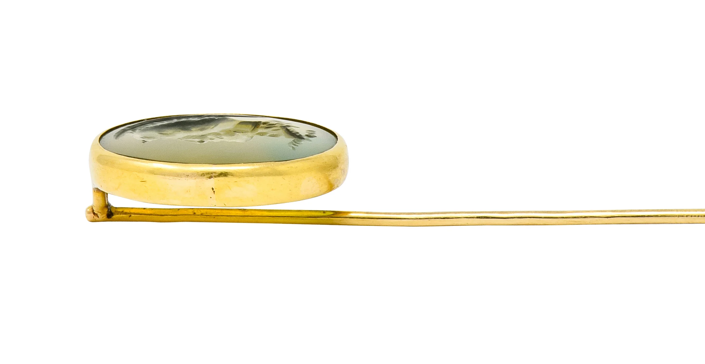 Victorian 14 Karat Gold Hardstone Intaglio Spartan Solider Stickpin - Image 6