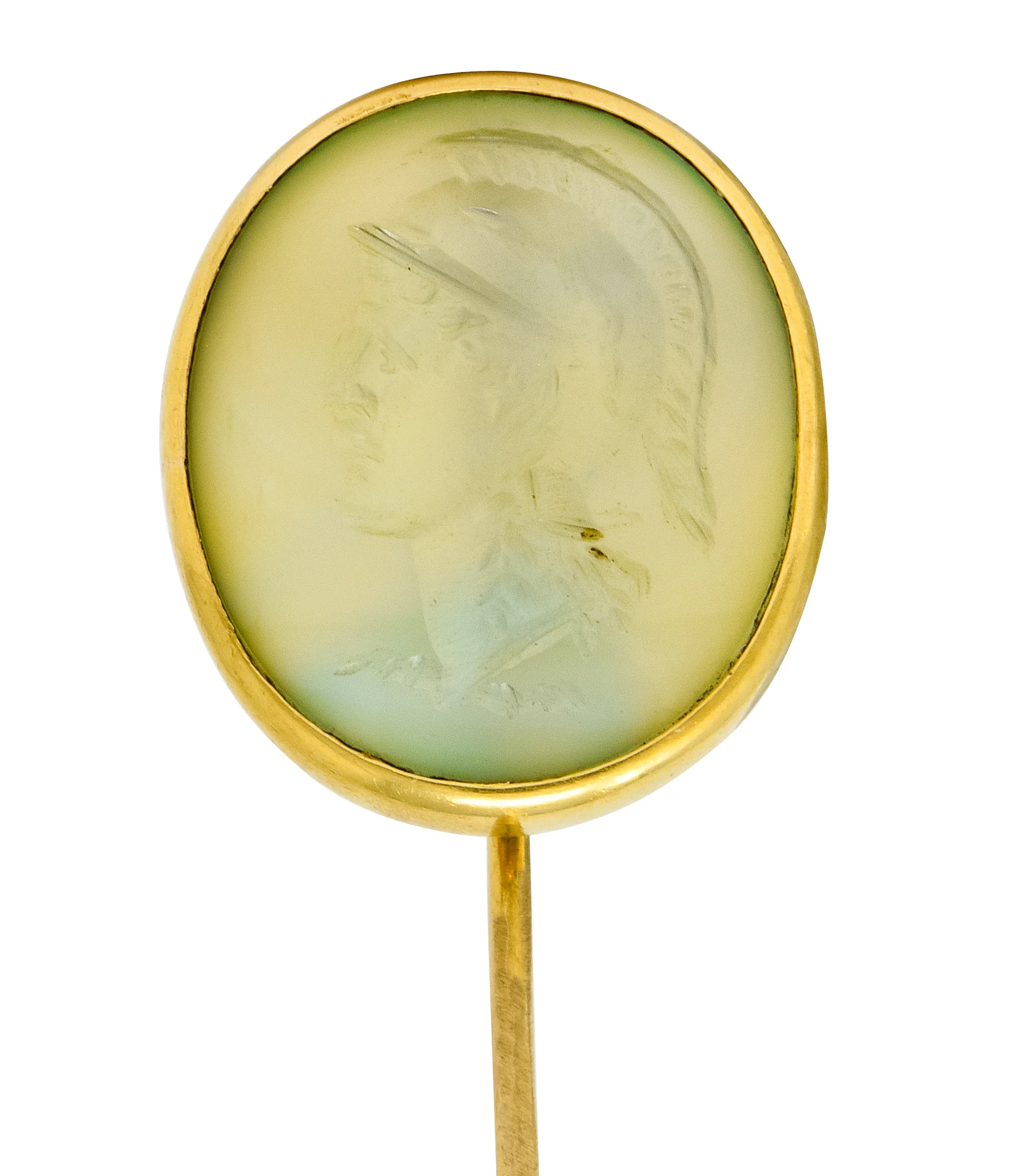 Victorian 14 Karat Gold Hardstone Intaglio Spartan Solider Stickpin - Image 7