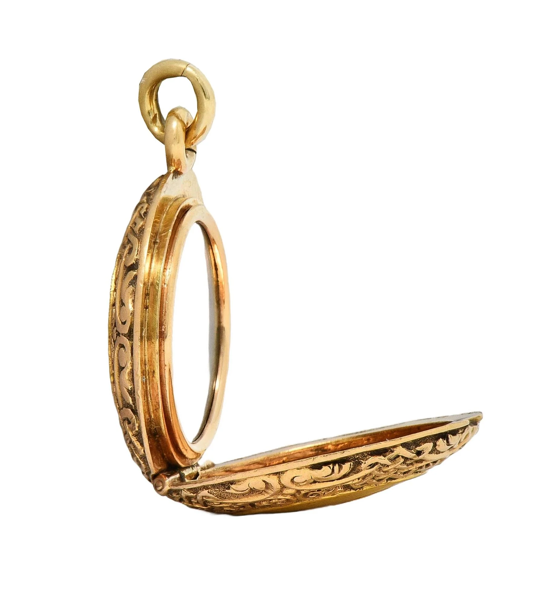 Victorian 14 Karat Rose Gold 1853 US Liberty Dollar Coin Antique Celtic Locket Pendant - Image 11