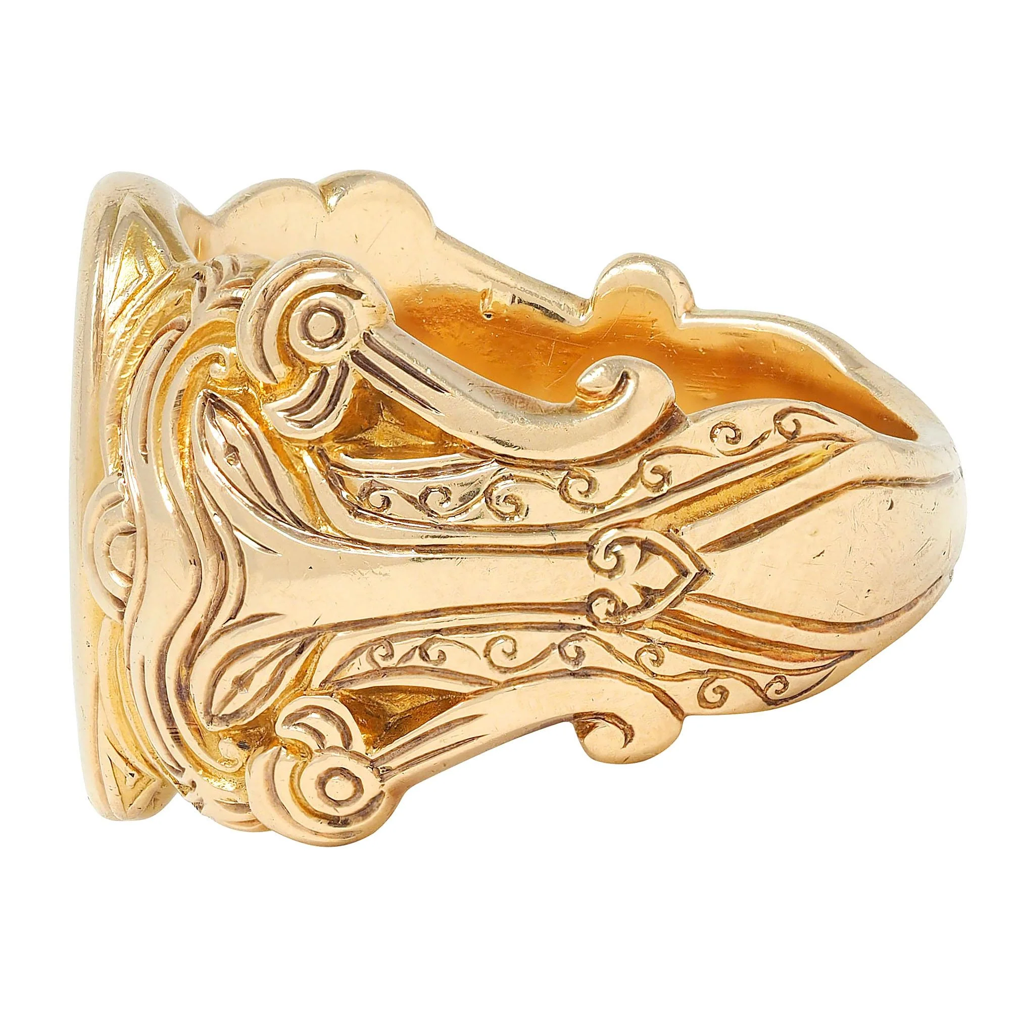Victorian 14 Karat Yellow Gold Antique Heraldic Unisex Signet Ring - Image 4