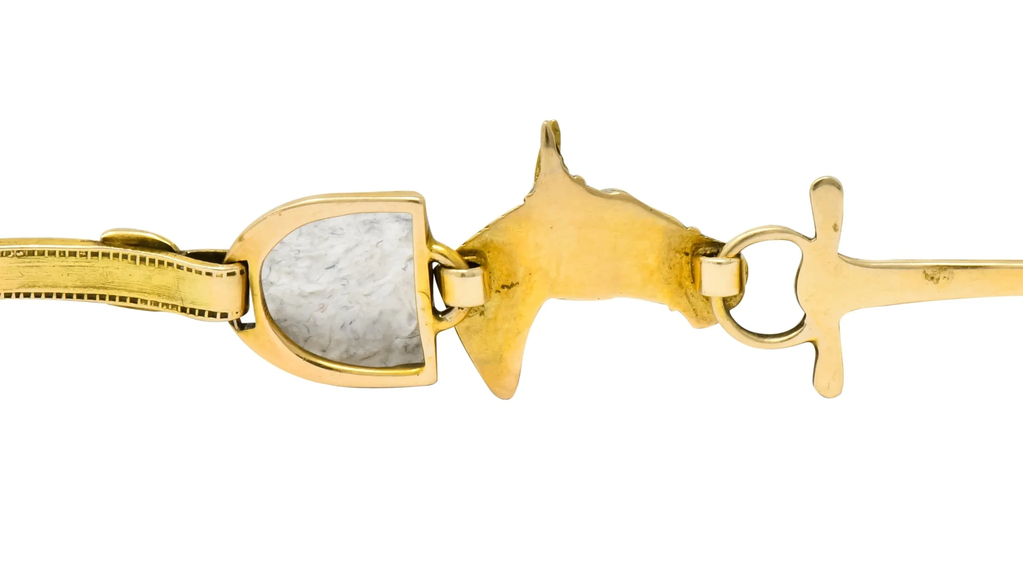 Victorian 14 Karat Yellow Gold Fox Hunt Horse Link Bracelet - Image 7