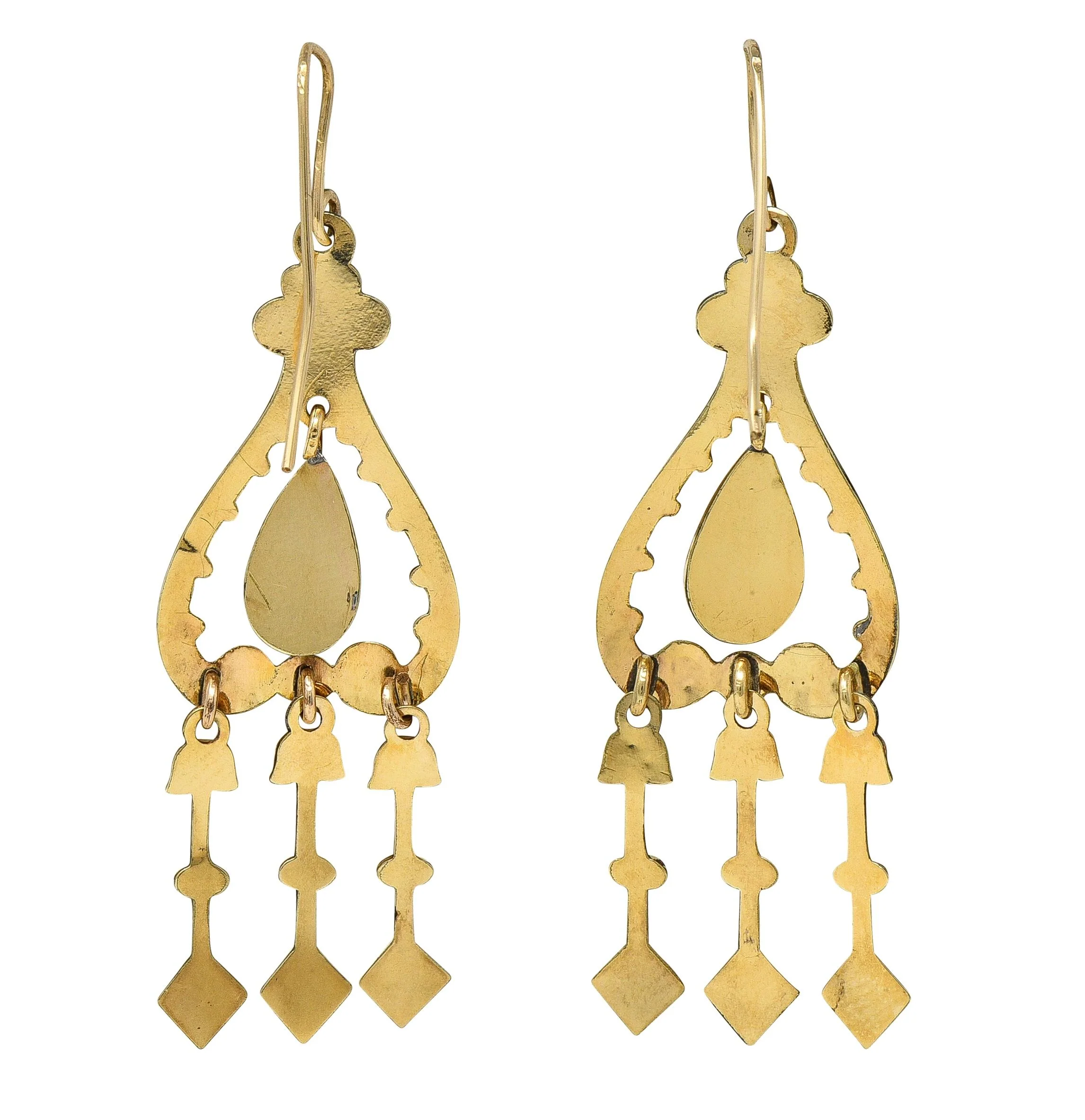 Victorian 14 Karat Yellow Gold Fringe Antique Drop Earrings - Image 4