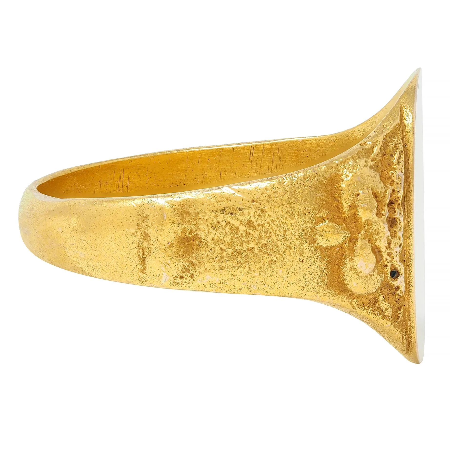 Victorian 14 Karat Yellow Gold Owl Antique Unisex Bird Animal Signet Ring - Image 3