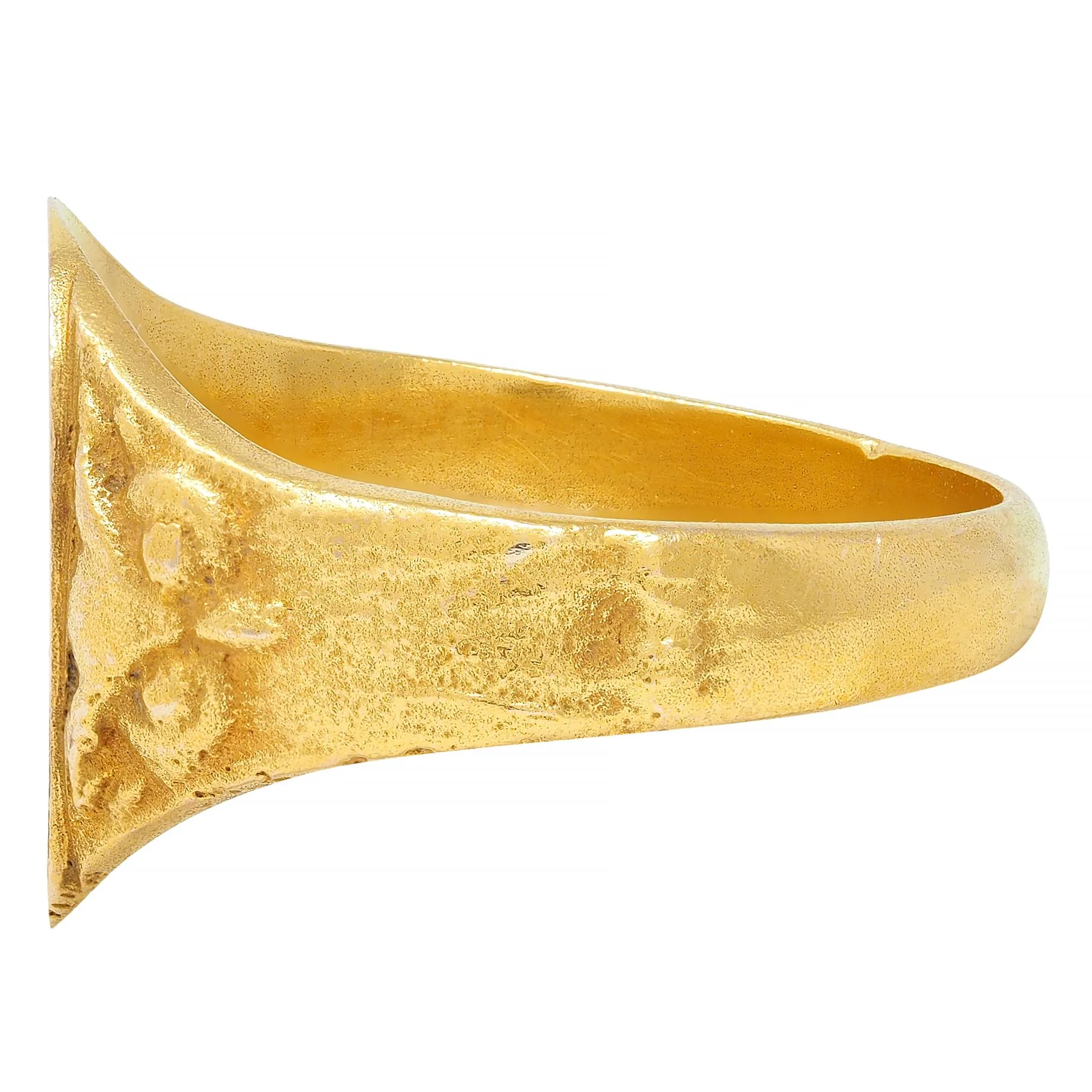 Victorian 14 Karat Yellow Gold Owl Antique Unisex Bird Animal Signet Ring - Image 5
