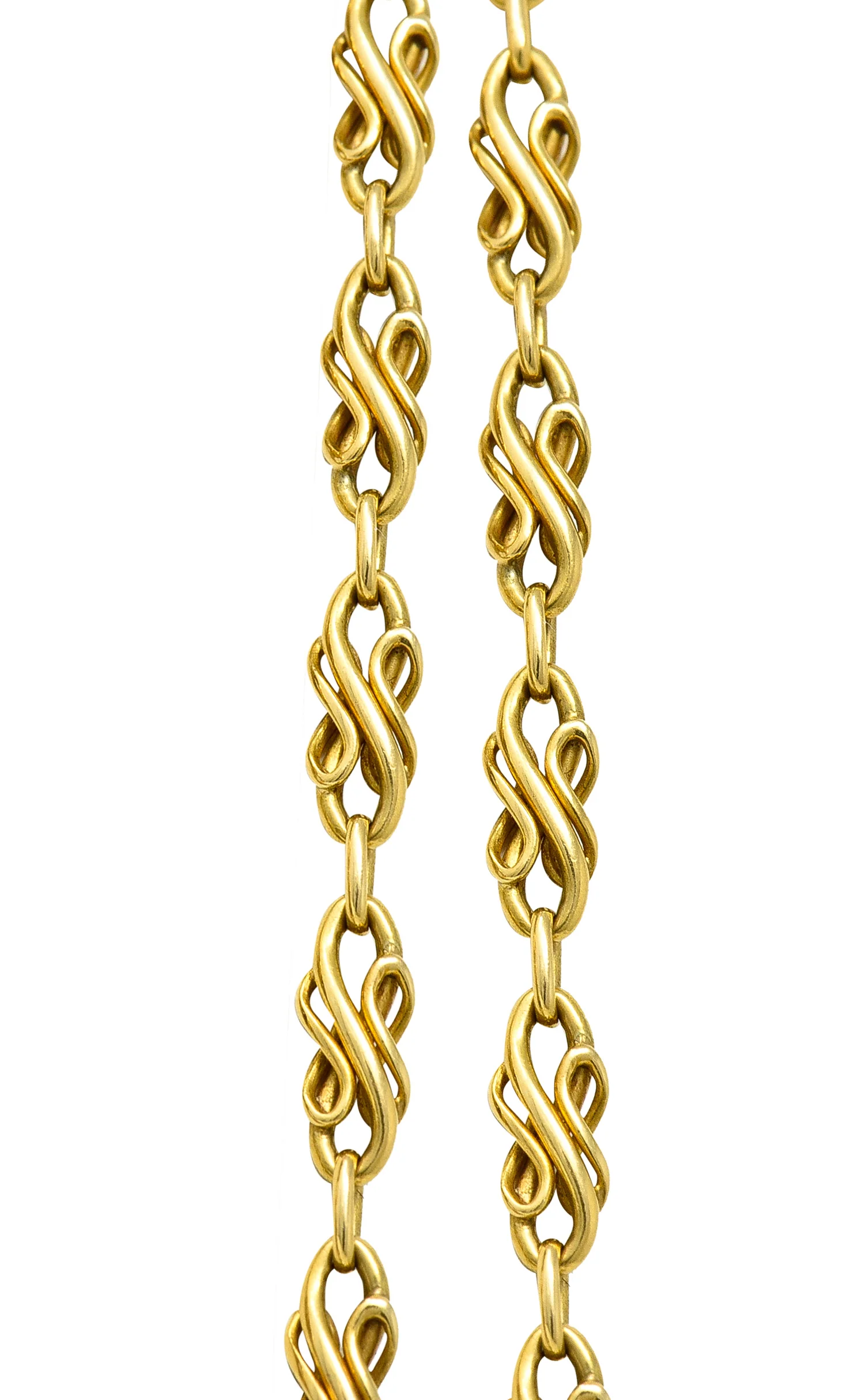 Victorian 18 Karat Yellow Gold 55 1/2 Inch Long Scrolling S Link Antique Chain Necklace - Image 7