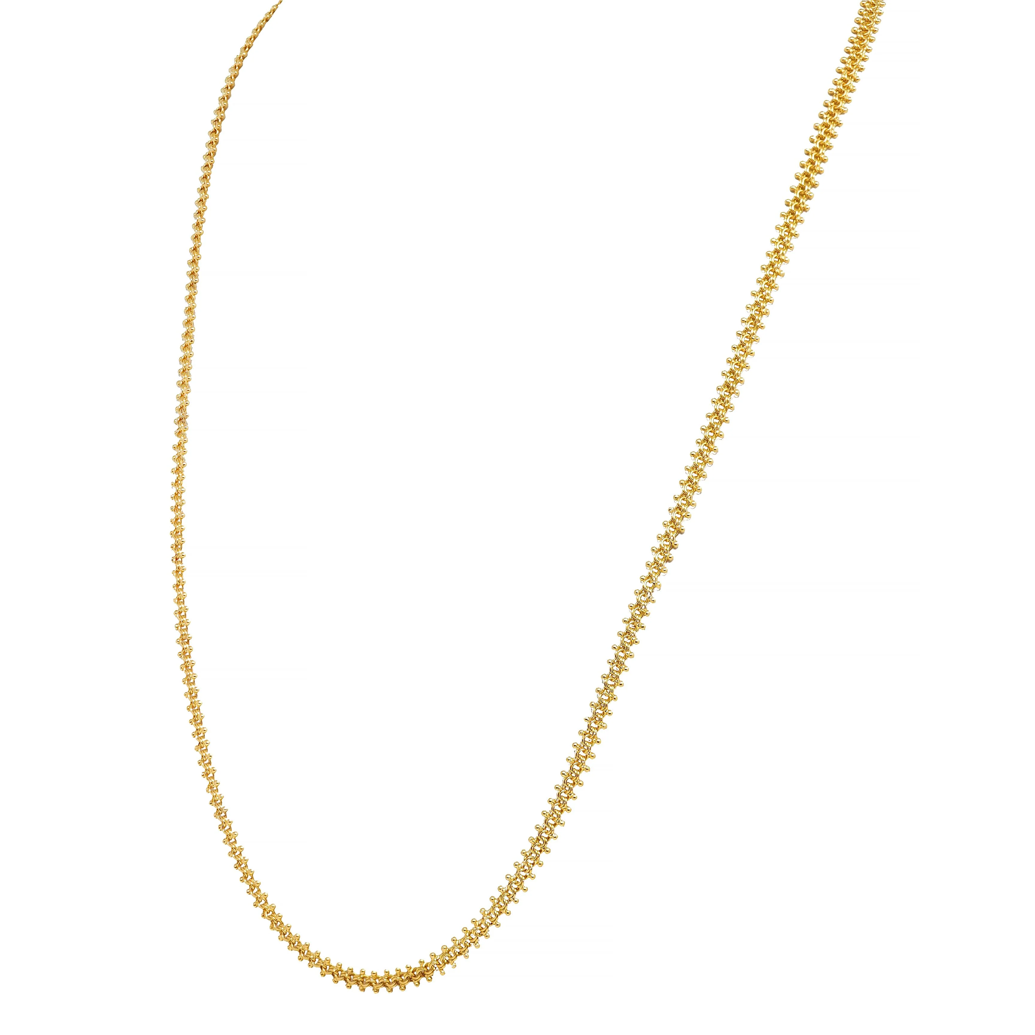 Victorian 18 Karat Yellow Gold Granulate Antique Fancy Chain Necklace - Image 6