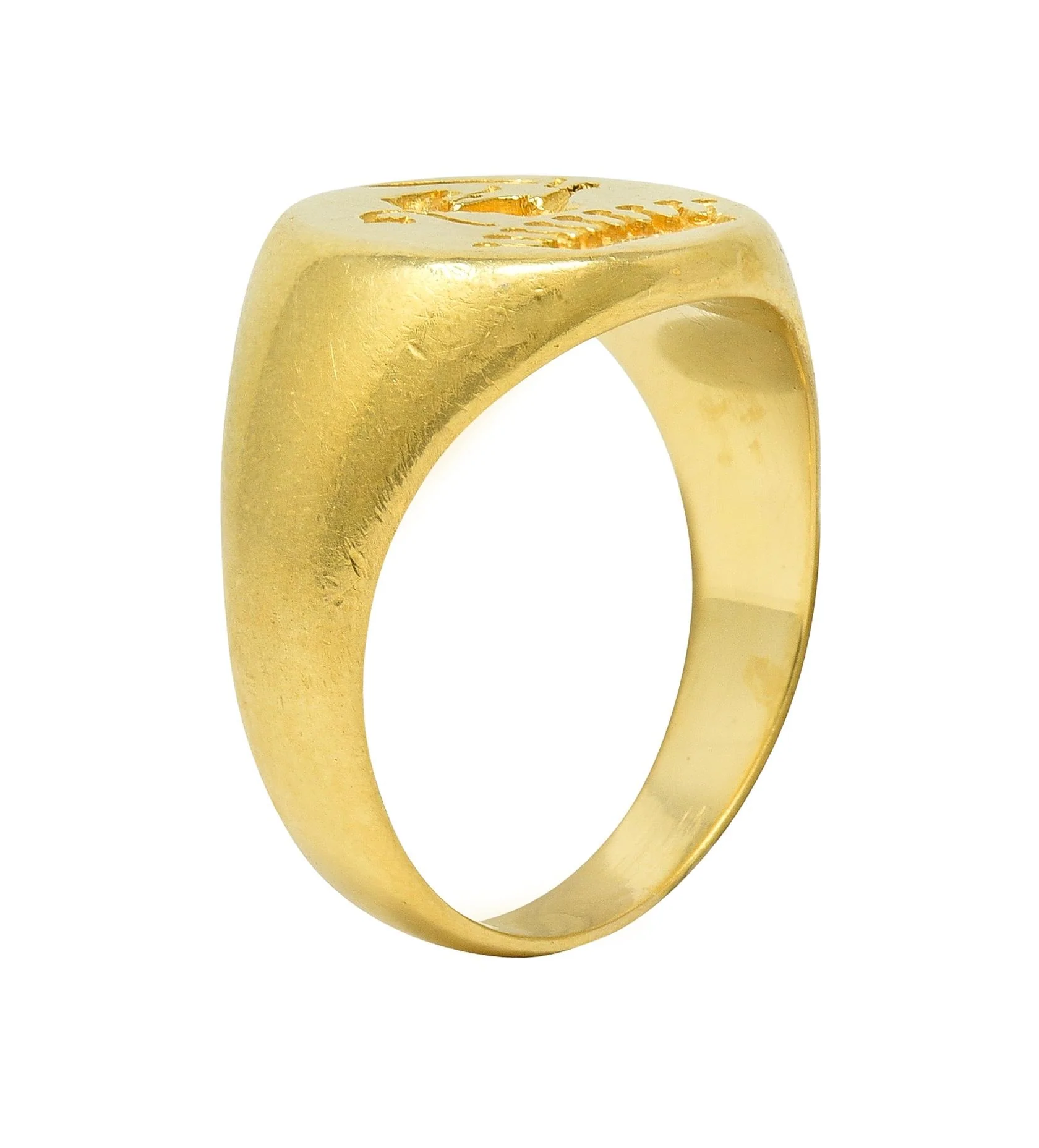 Victorian 18 Karat Yellow Gold Heraldic Lion Intaglio Antique Unisex Signet Ring - Image 10