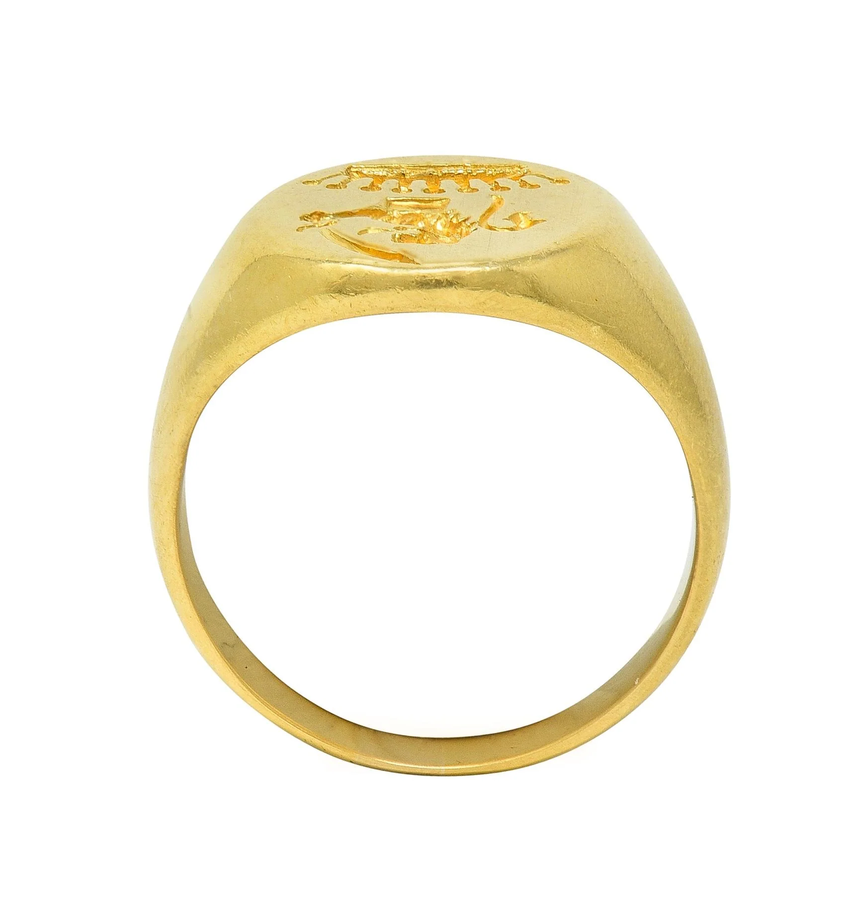 Victorian 18 Karat Yellow Gold Heraldic Lion Intaglio Antique Unisex Signet Ring - Image 11