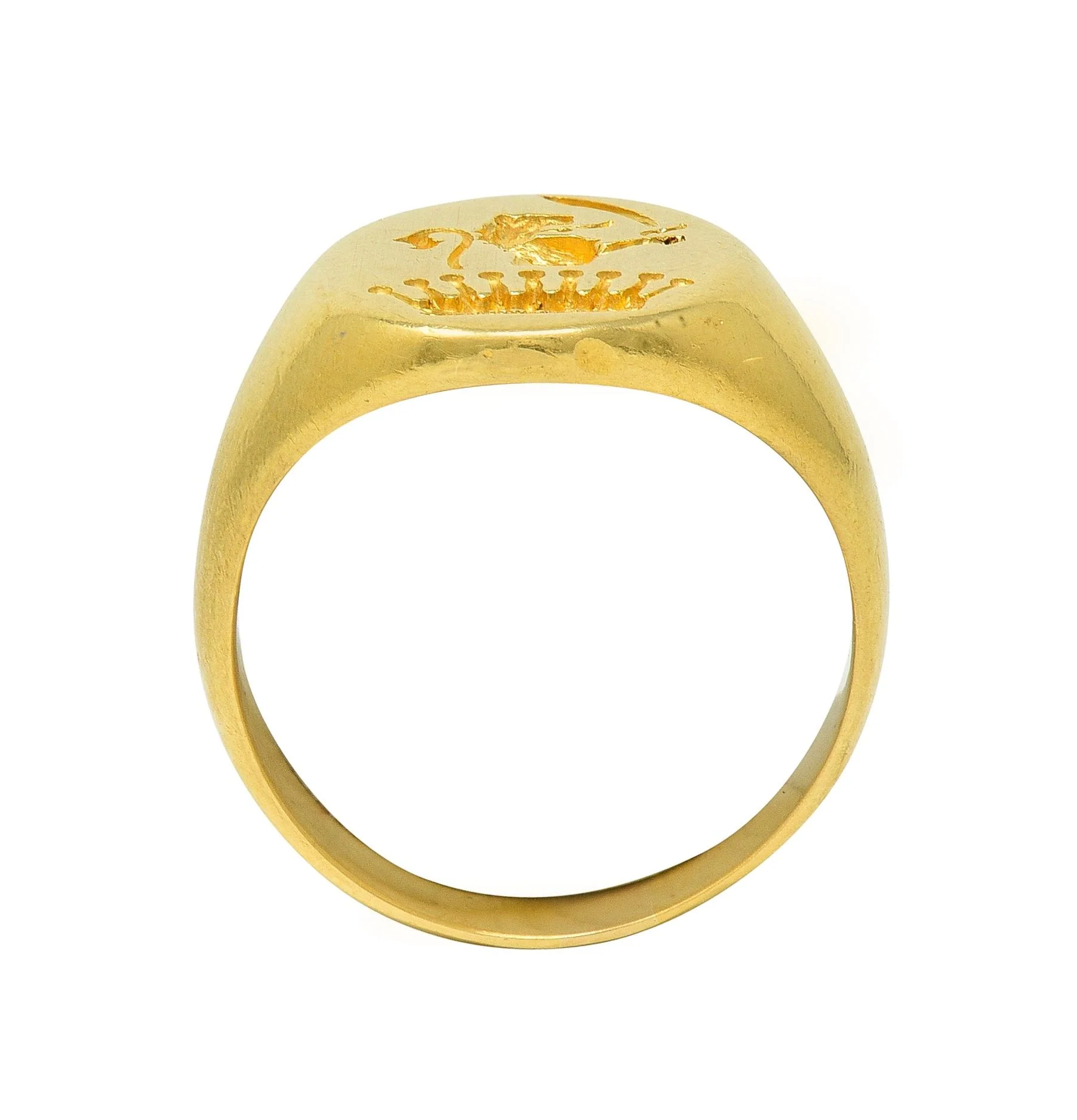 Victorian 18 Karat Yellow Gold Heraldic Lion Intaglio Antique Unisex Signet Ring - Image 12