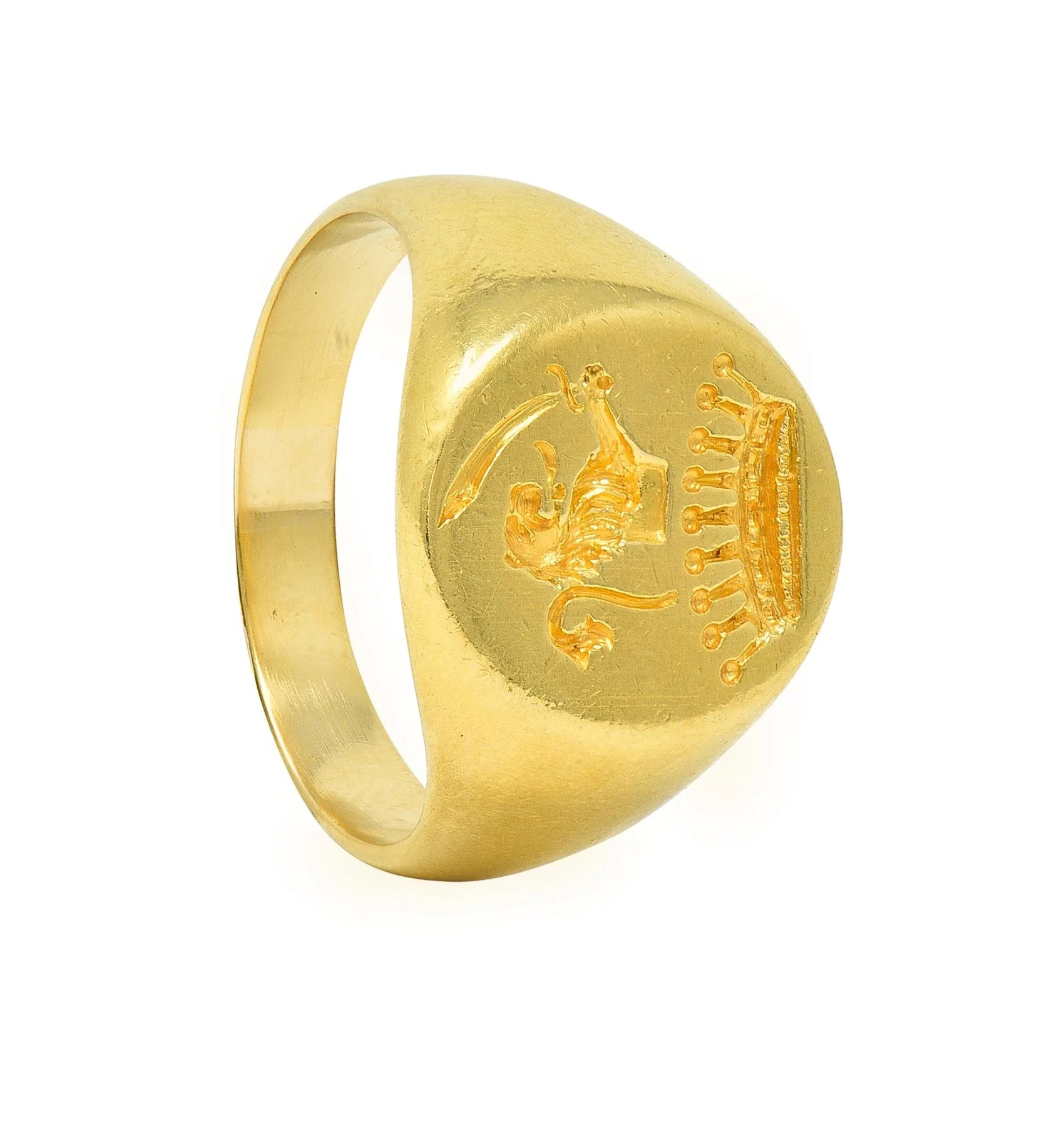 Victorian 18 Karat Yellow Gold Heraldic Lion Intaglio Antique Unisex Signet Ring - Image 13